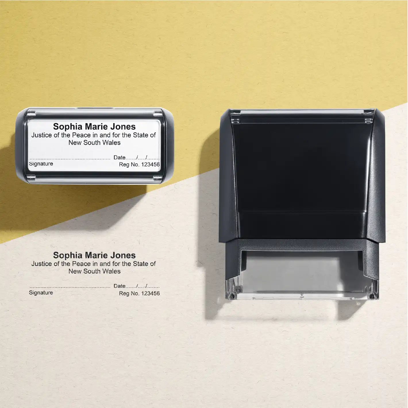 Personalised NSW JP Name Stamps black ink