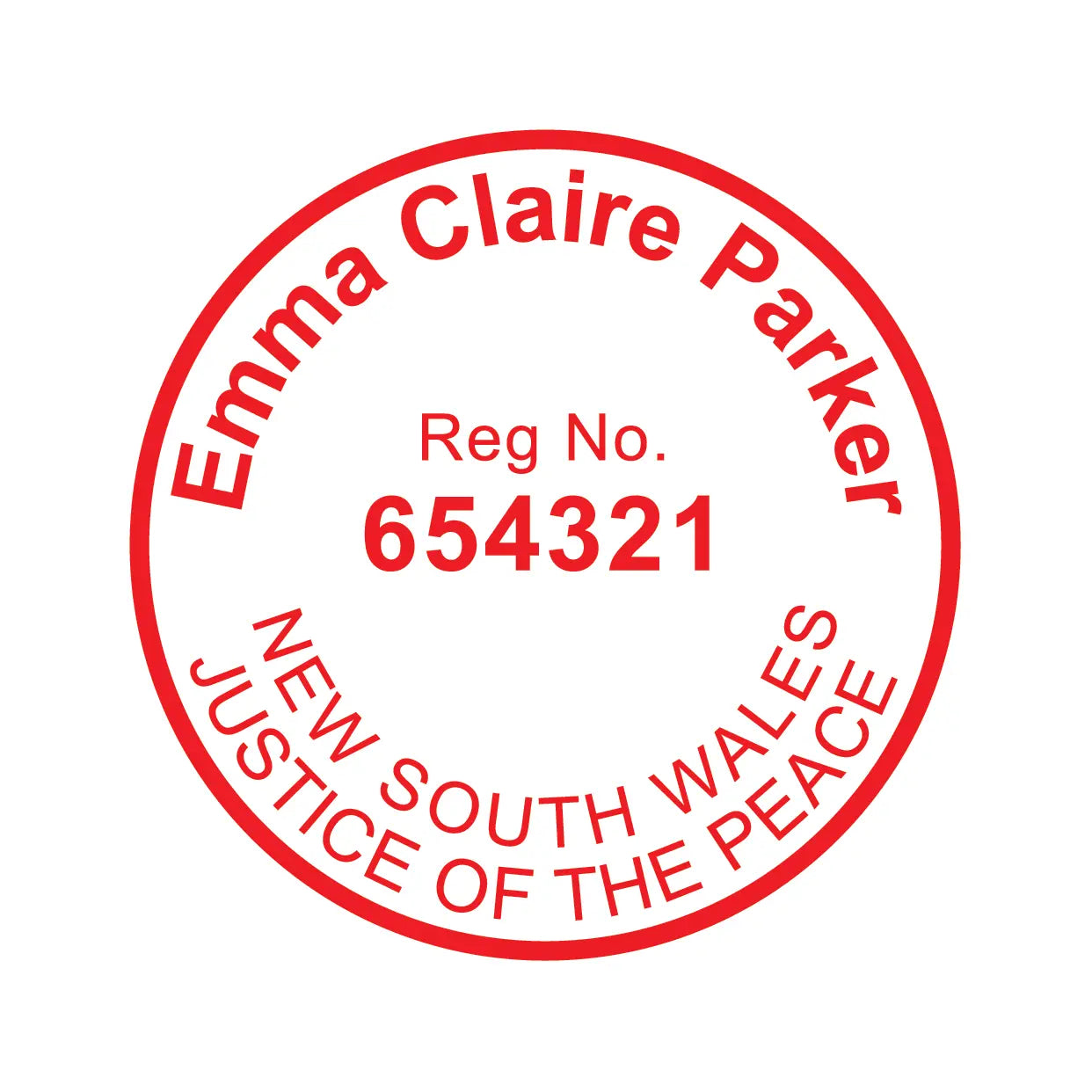 New South Wales JP name stamp Red ink