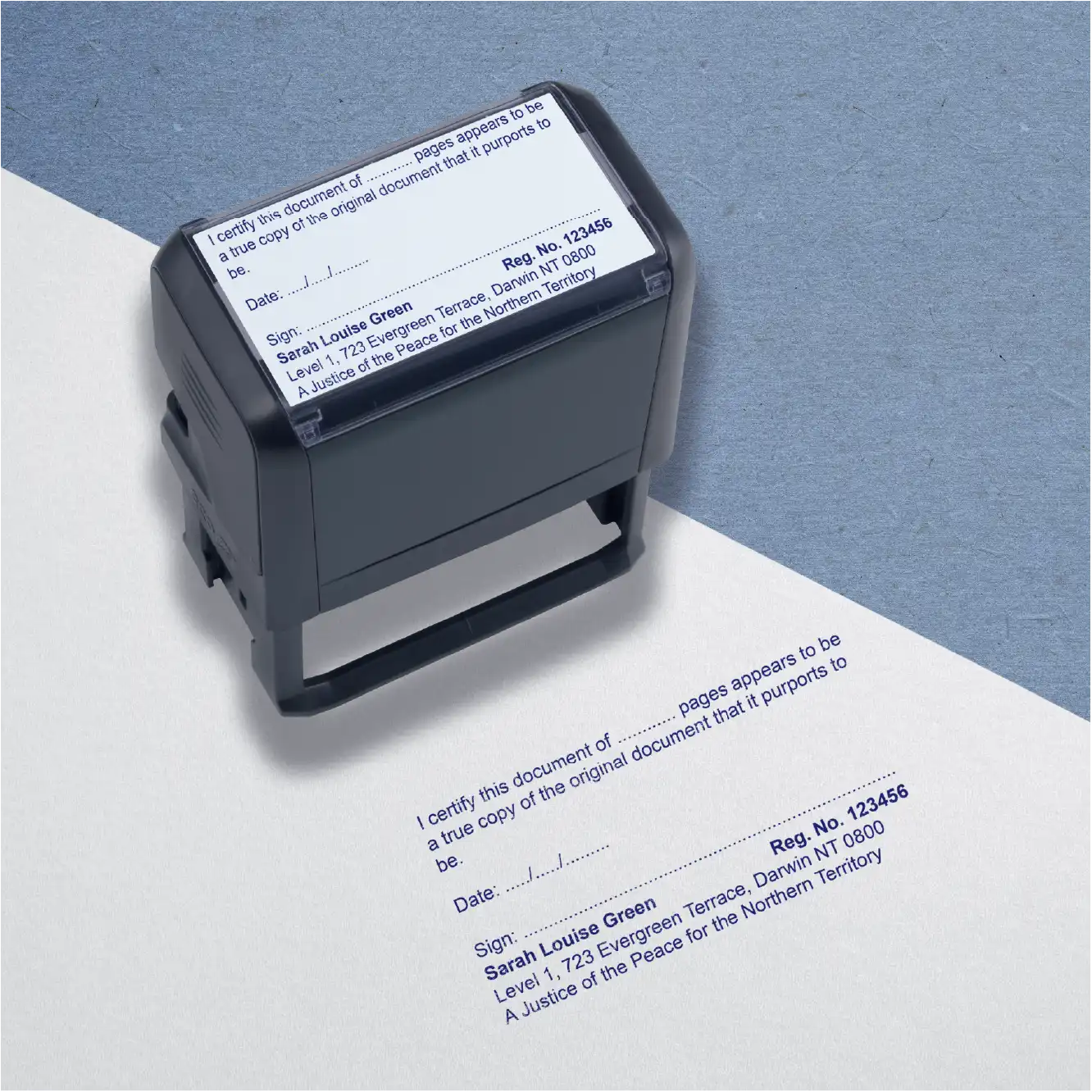 Multi Page True copy Rubber stamps for Northern Territory Justice of the Peace