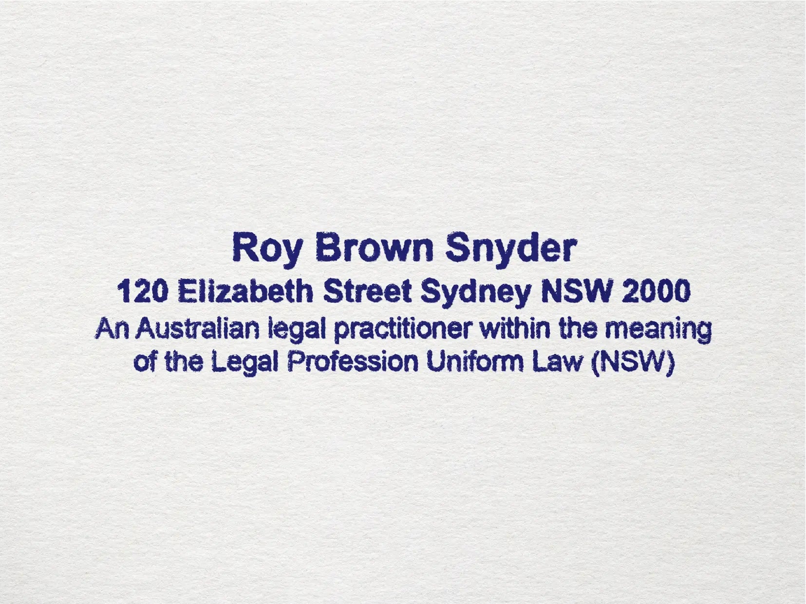 mockup Australian Legal Stamps Sydney address Blue ink