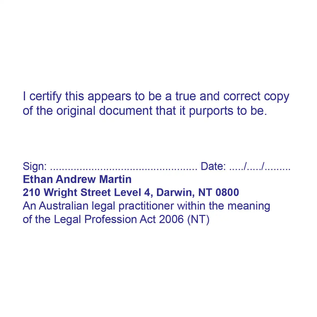 Blue True copy stamps NT