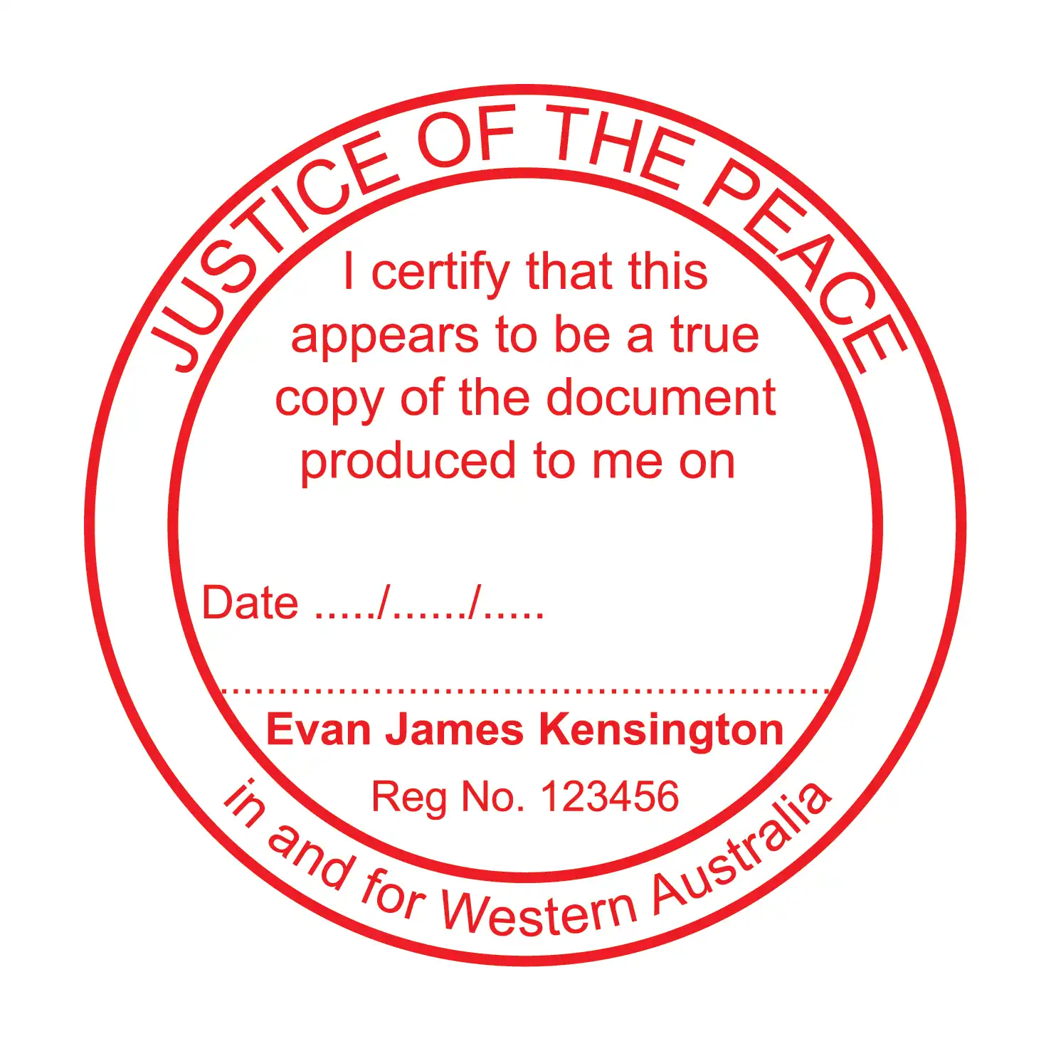 Red True copy rubber Stamp Round design