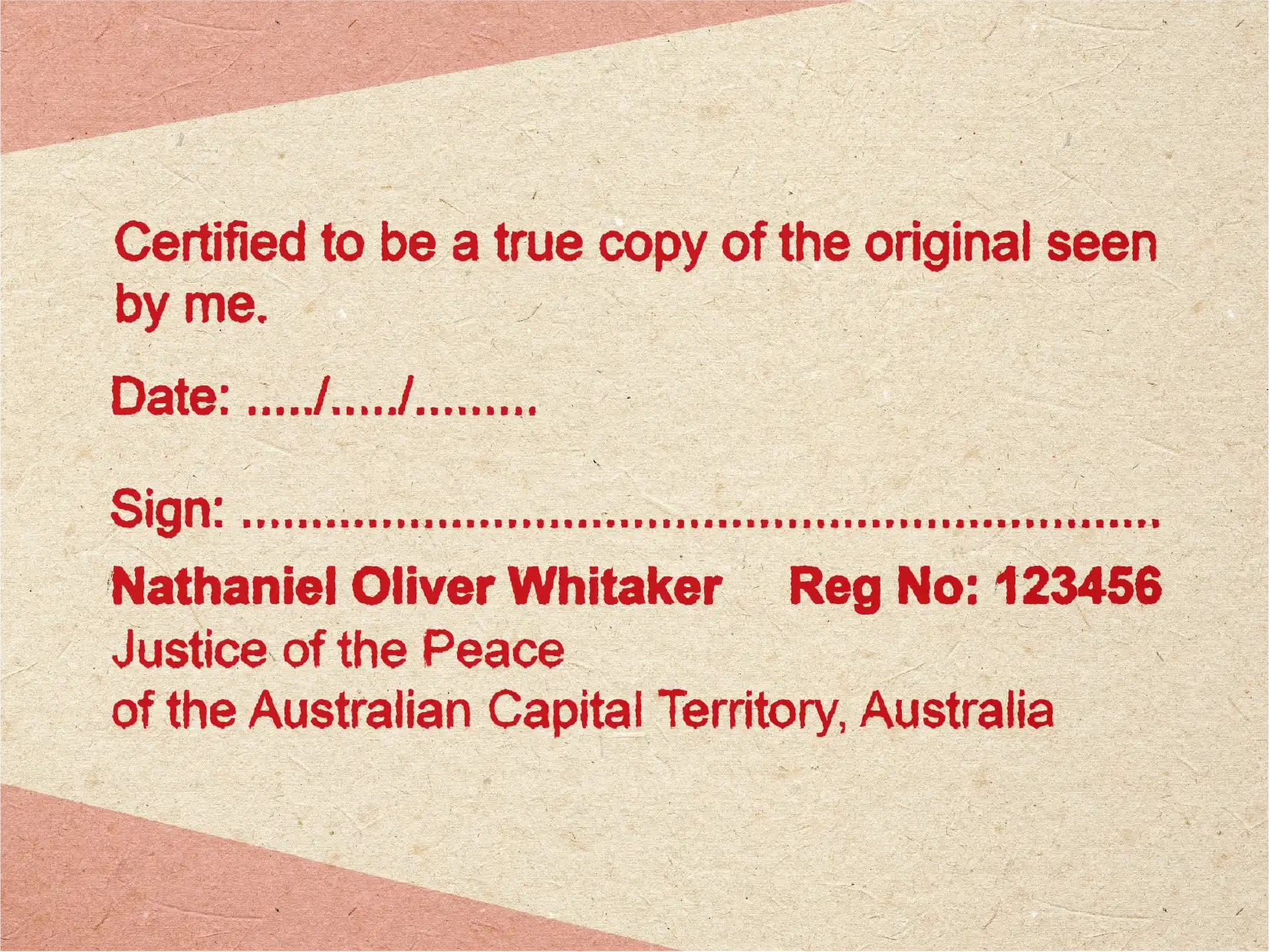 Custom JP true copy Stamp Large ACT