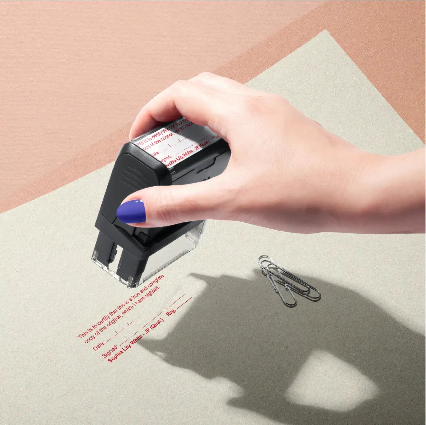 Personalised QLD JP QUAL Stamps red ink