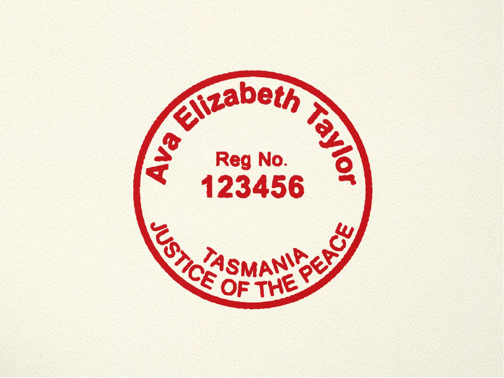 Red design mockup Custom Legal Stamp Tasmania 