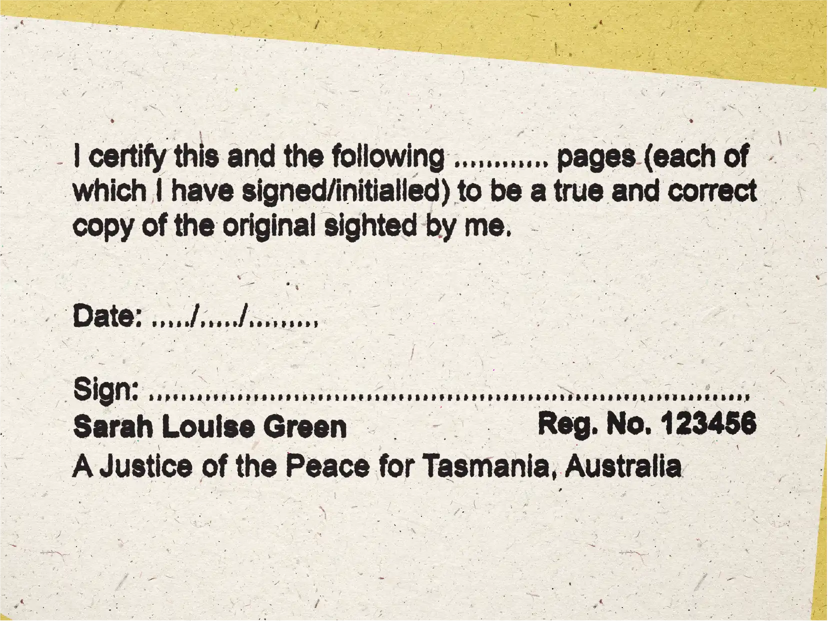 mock impression multi page document true copy pre-inked stamp