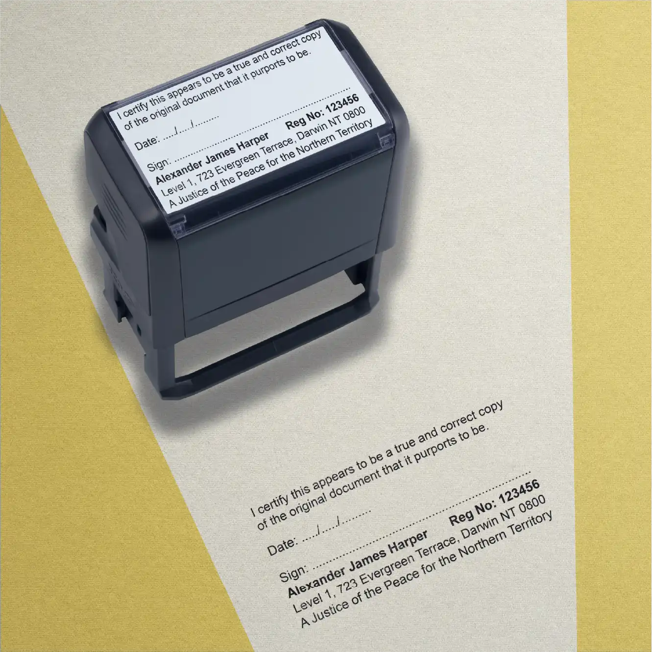 order online your personalised True copy JP rubber stamps NT