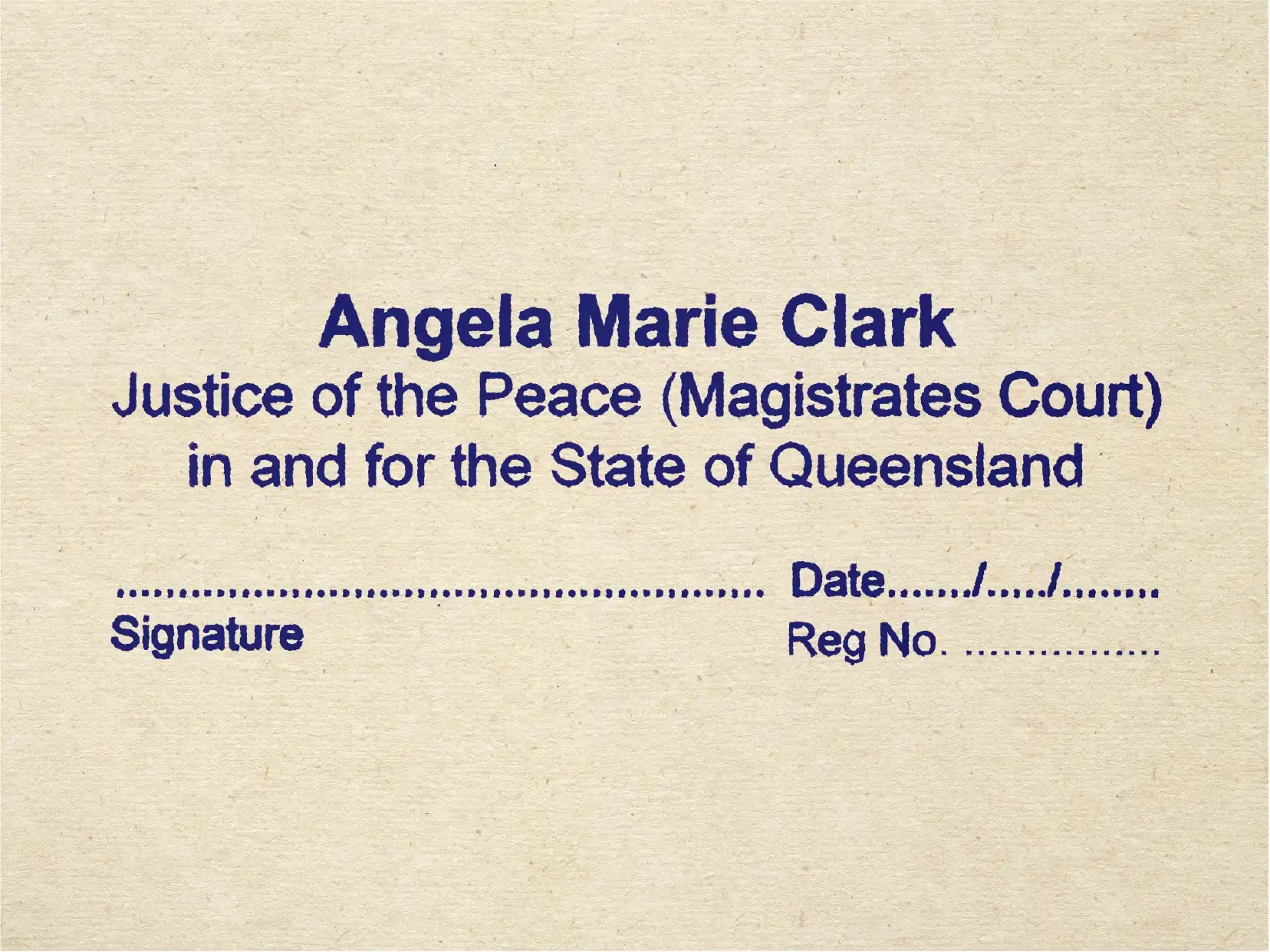 Buy personalised Queensland Justice of the Peace rubber stamps blue ink