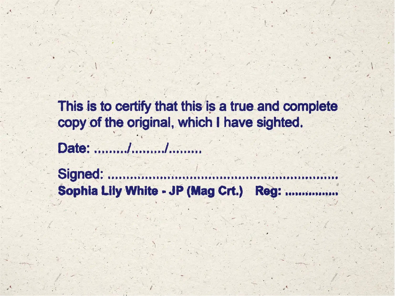 JP Mag Crt. Custom Stamps Blue ink