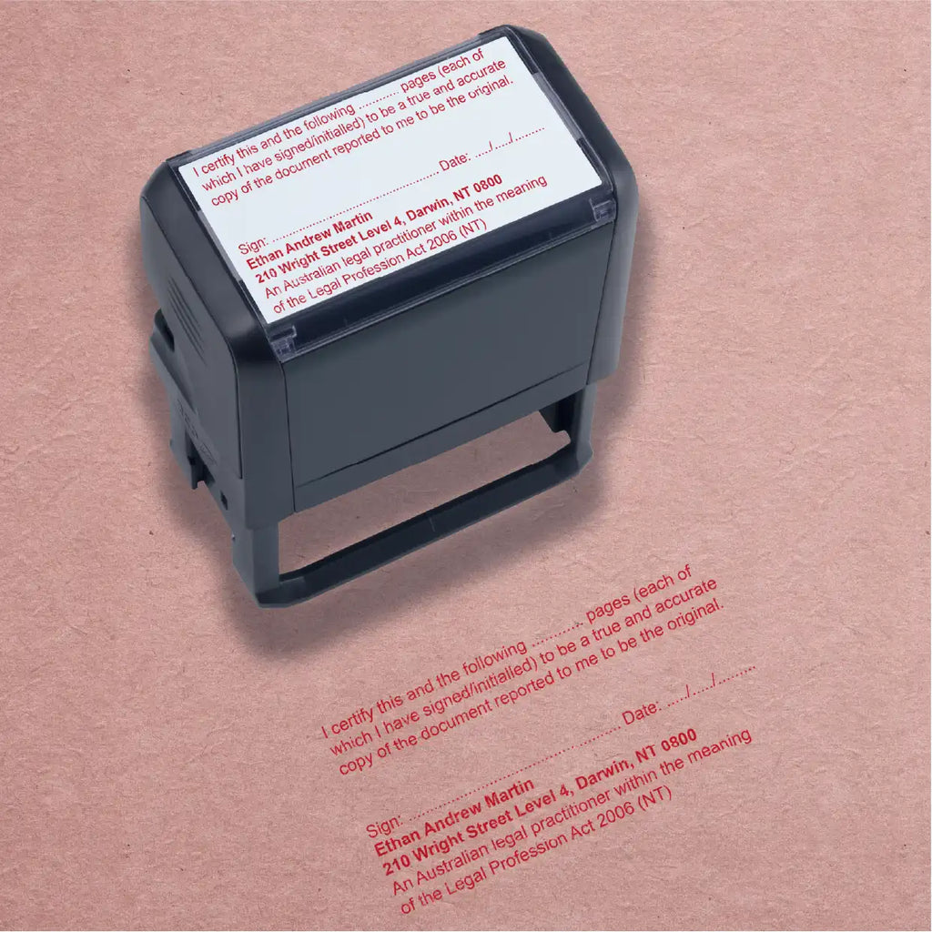 Red Northern Territory Multi-page true copy stamp mockup