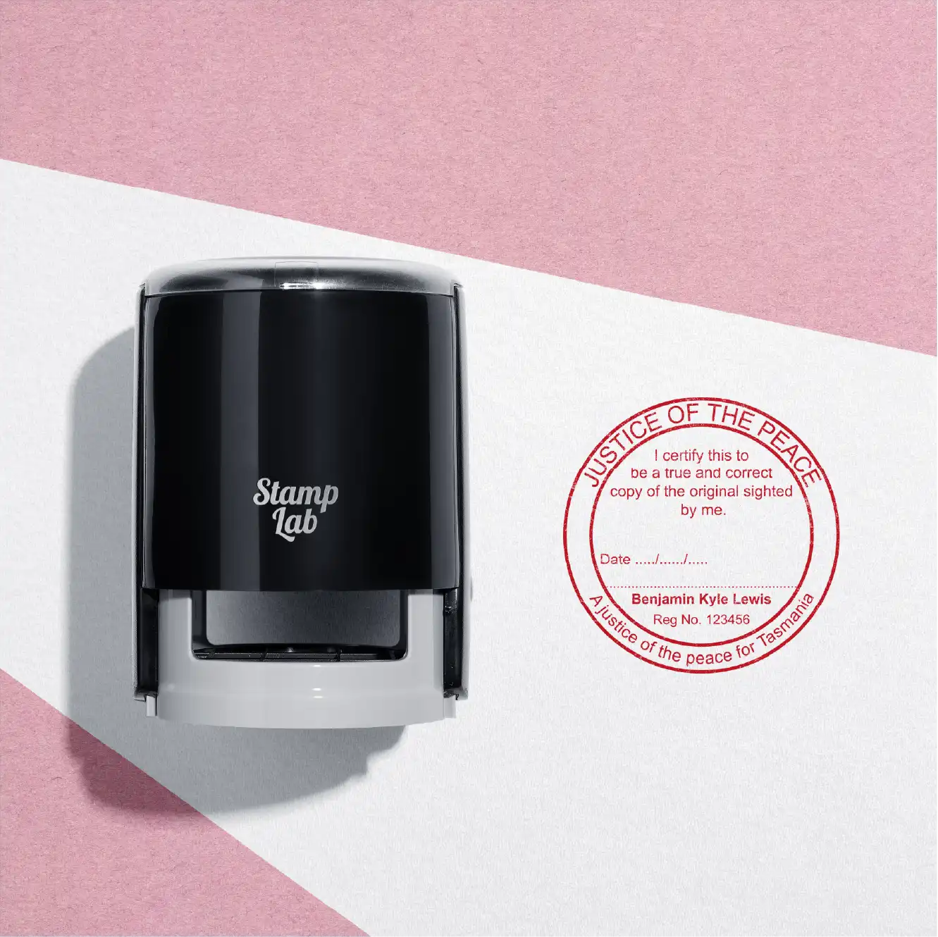 Rubber stamps online shop Tasmania custom Round True copy JP stamps