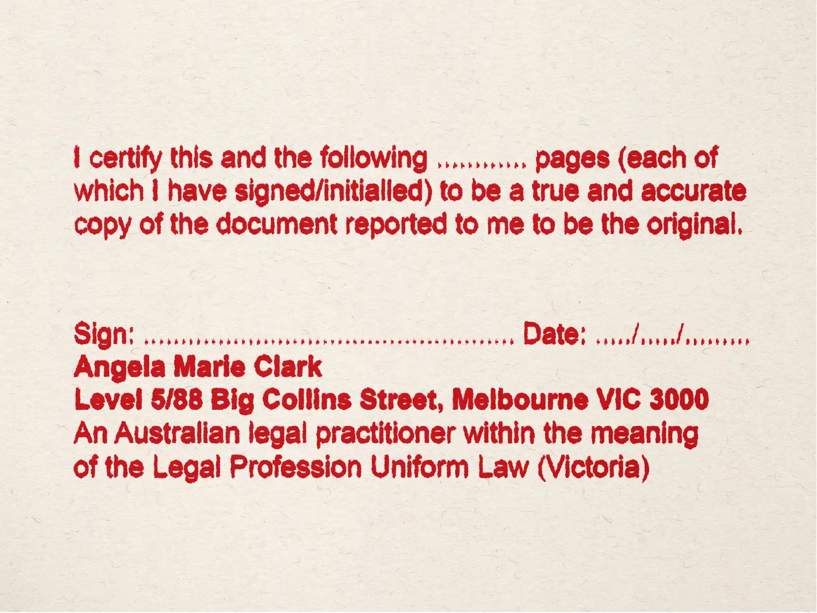 custom solicitor rubber stamps melbourne red ink