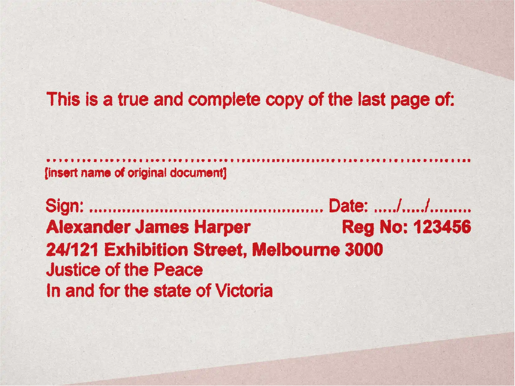 stamp to Certify non-enduring powers of attorney last pages