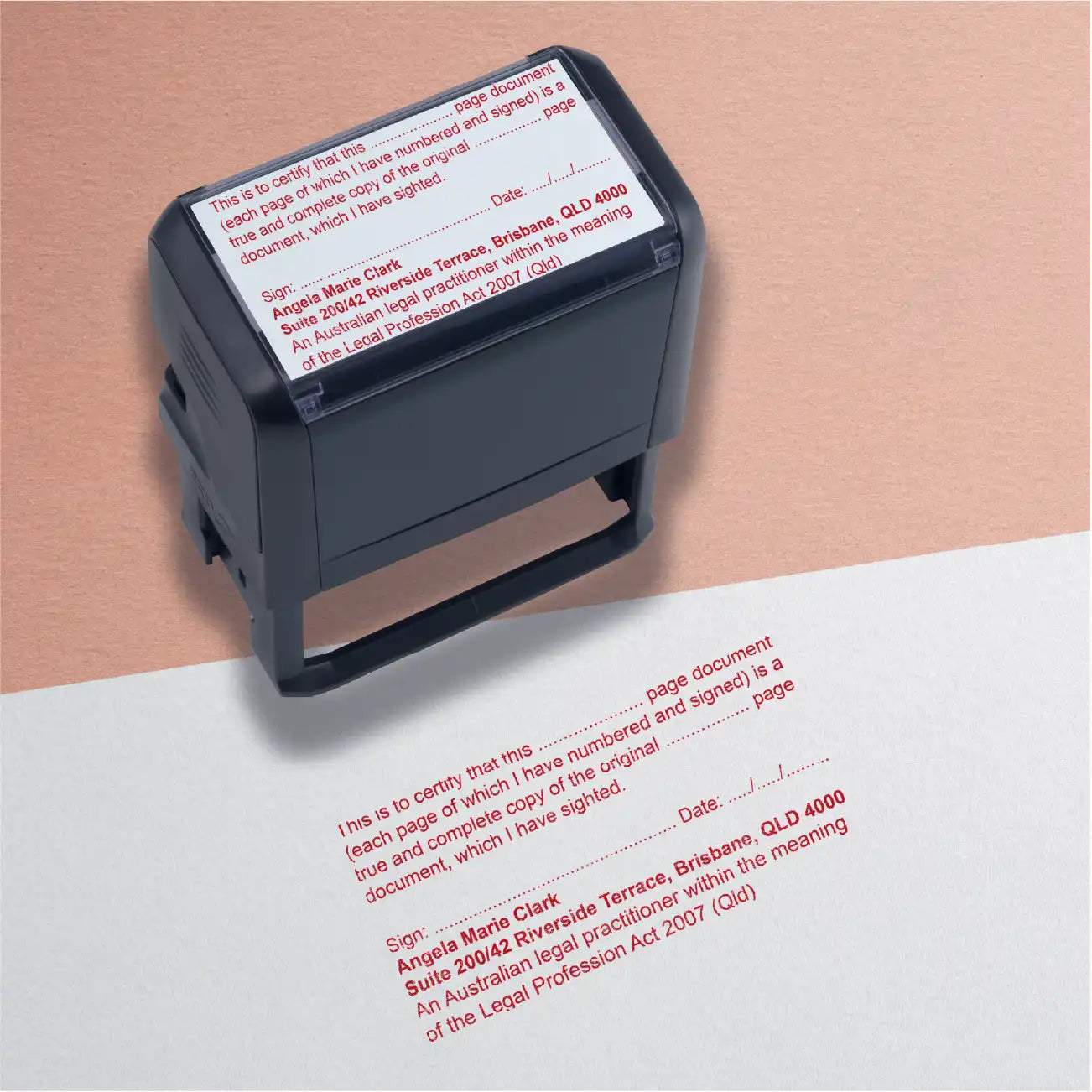 personalised Queensland Lawyer Stamps Red ink
