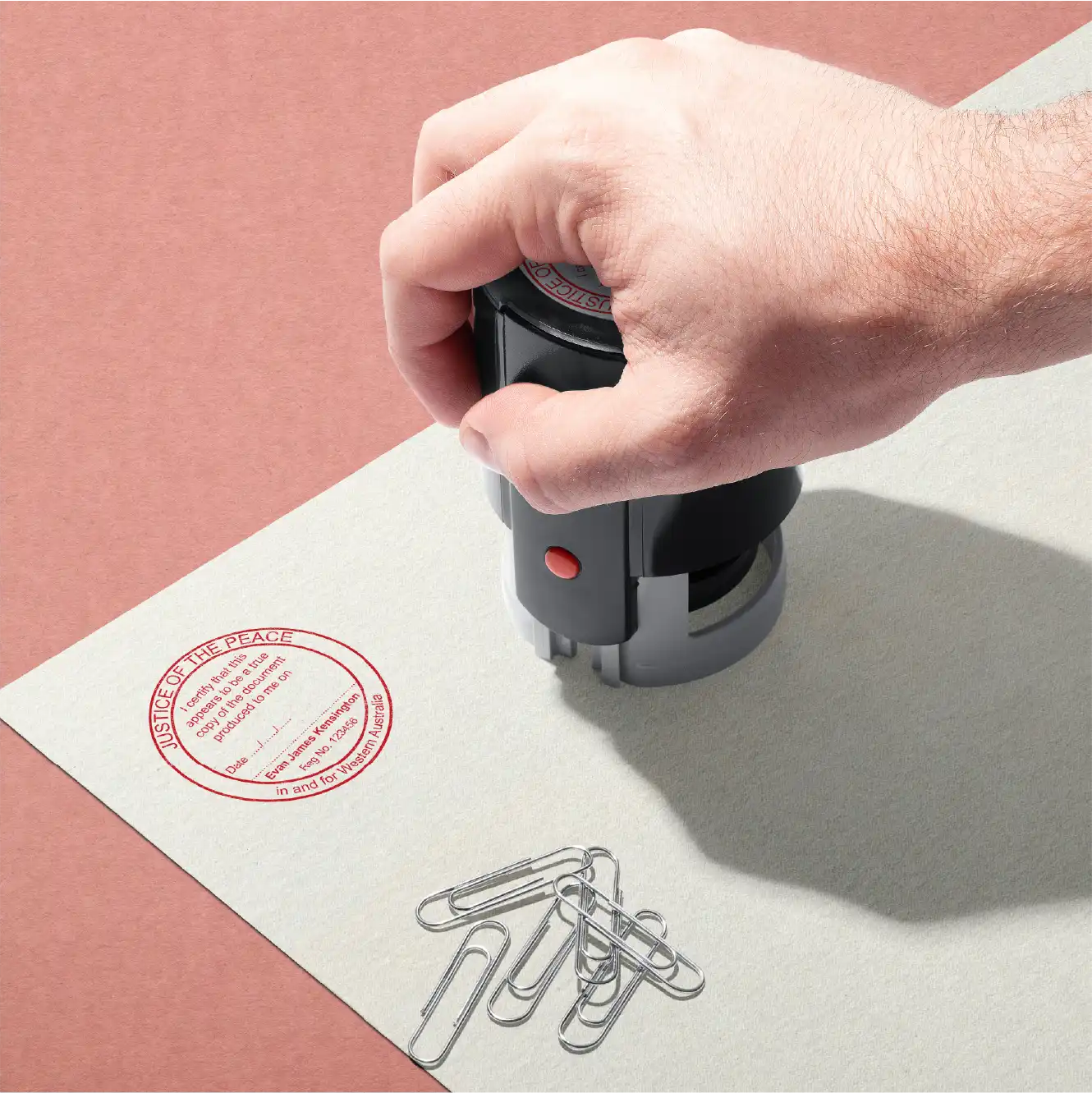 Hand stamping WA Customised legal Rubber stamp