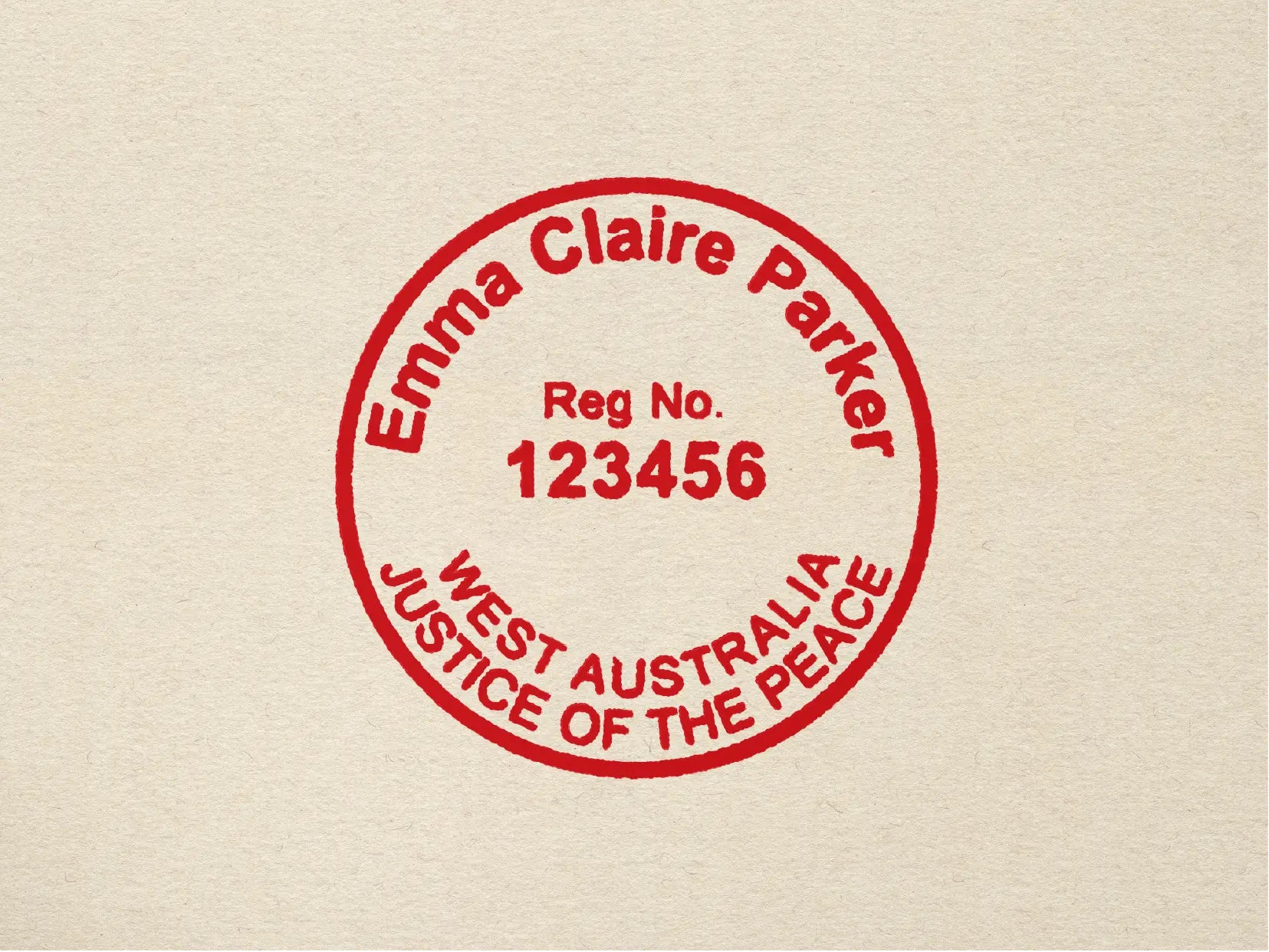 WA JP stamps Perth Red impression mockup