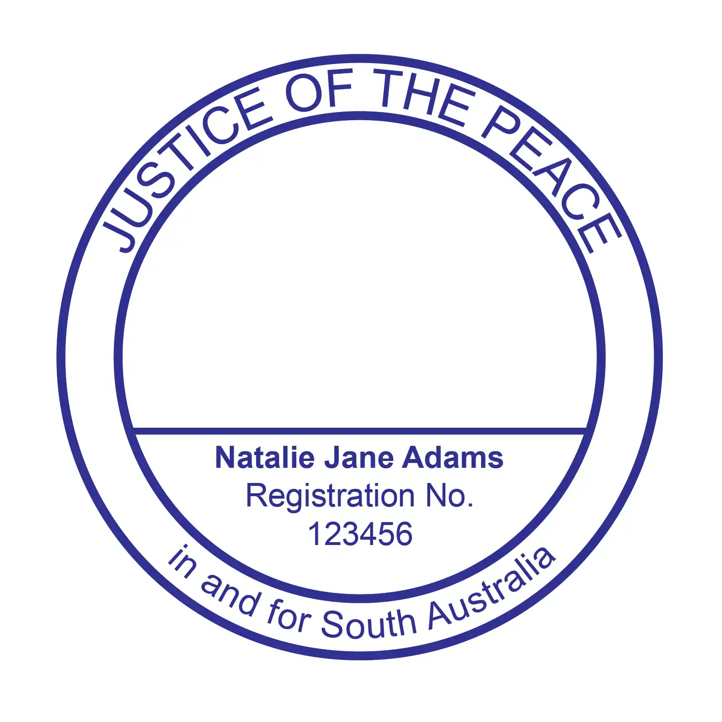 Custom SA Name stamp Blue ink