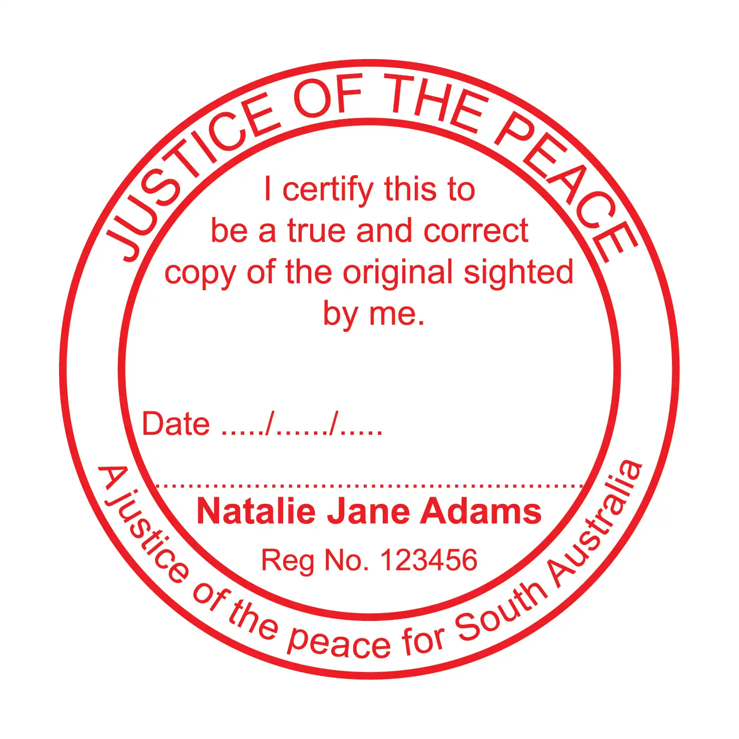 Red South Australian Round Legal Stamp Design