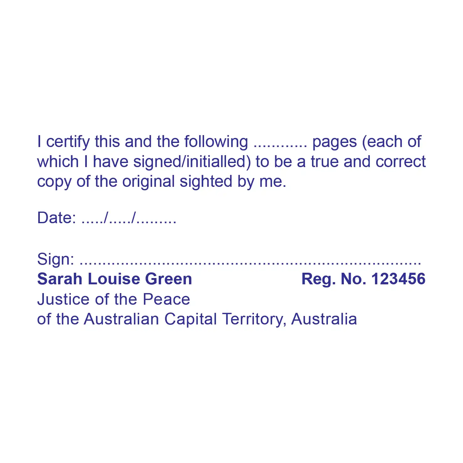 Personalised Australian Capital Territory Multiple Page Document Stamp