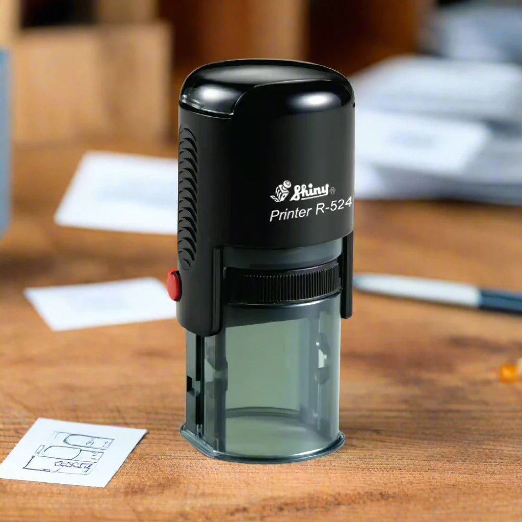Shiny brand R-524Custom Self inking 24mm round rubber stamp