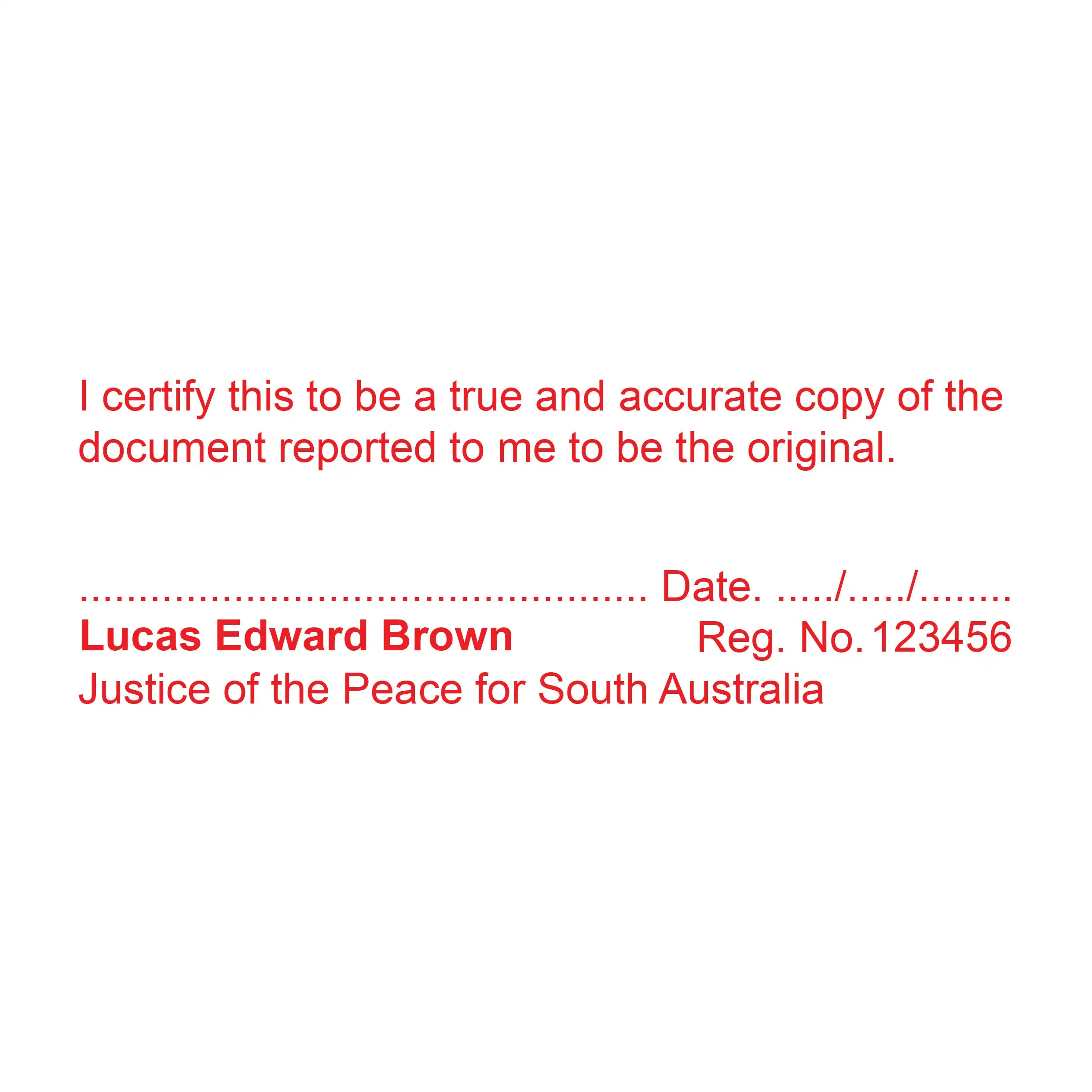 Red customised JP Stamps South Australia