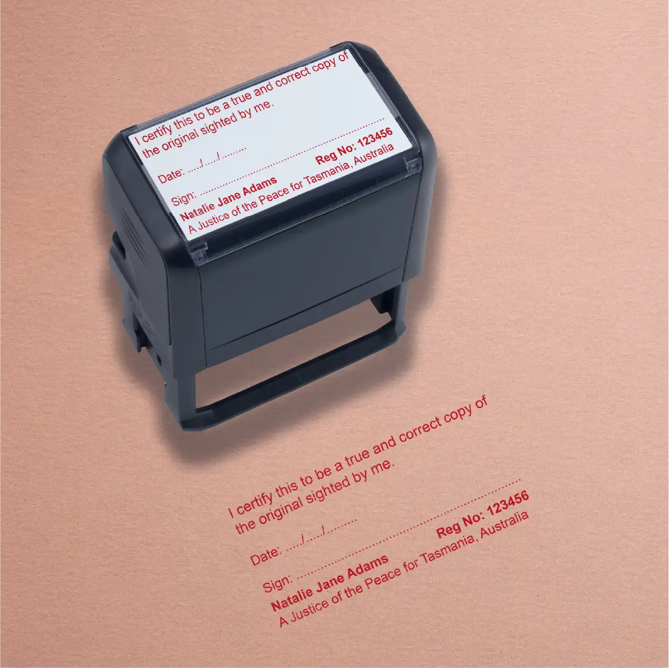 Tas Custom Legal stamp red ink