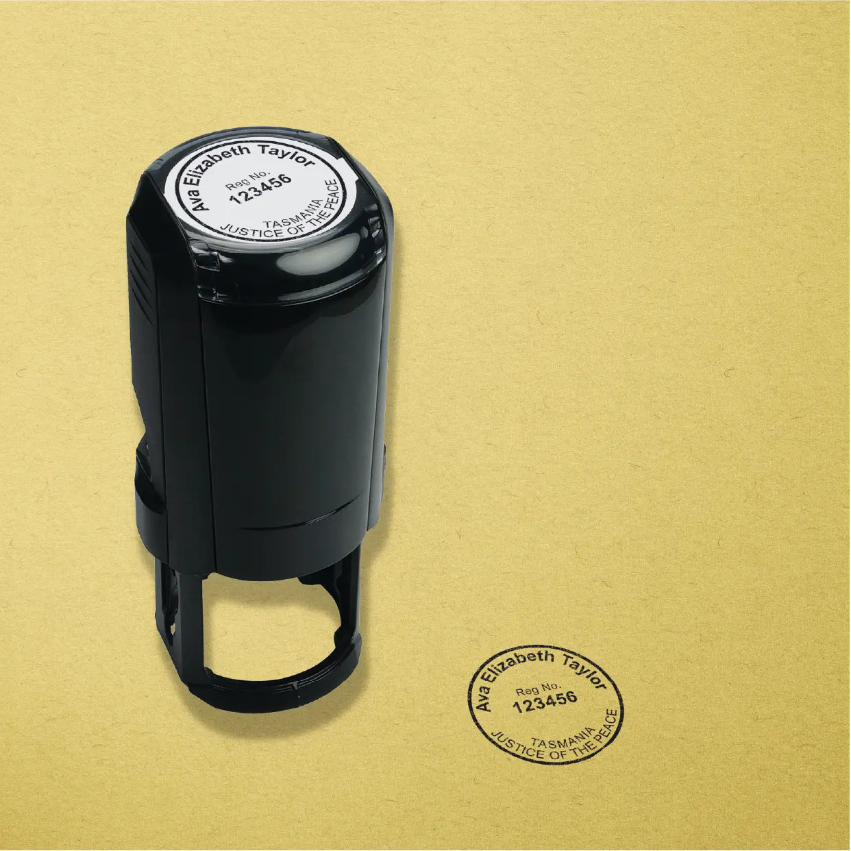 Mockup Black self inking Tasmanian JP stamp