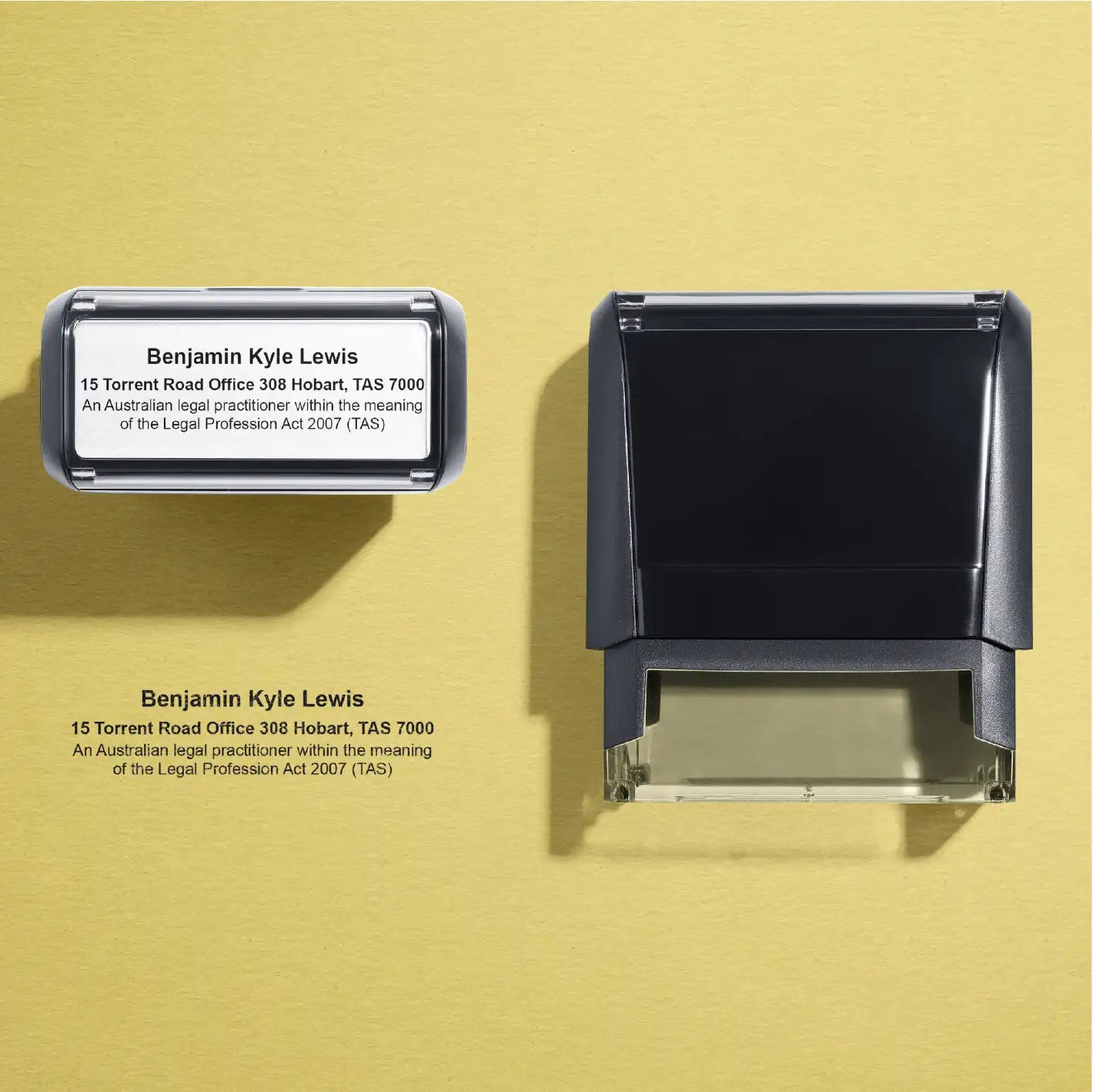 Order Custom Lawyer stamps online, black name TAS