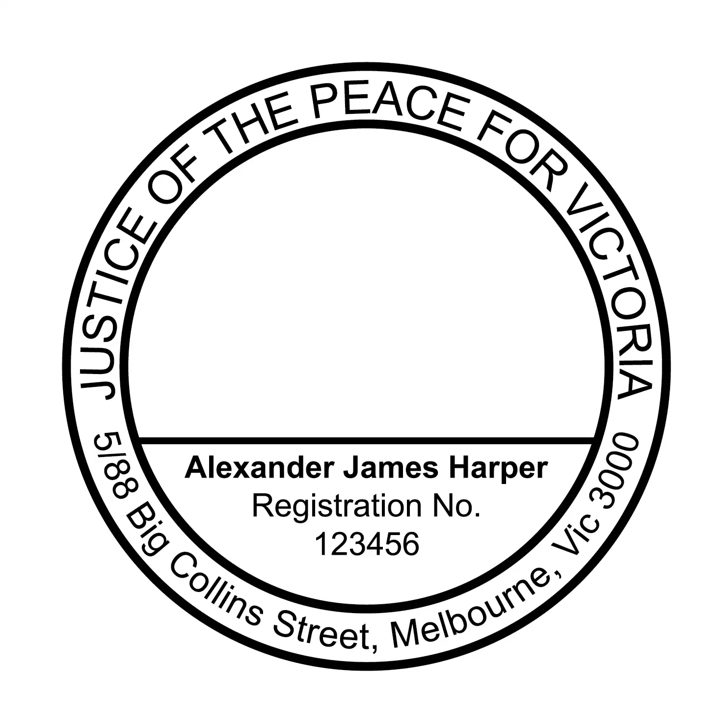 Justice Of The Peace Victoria Name Stamp black ink