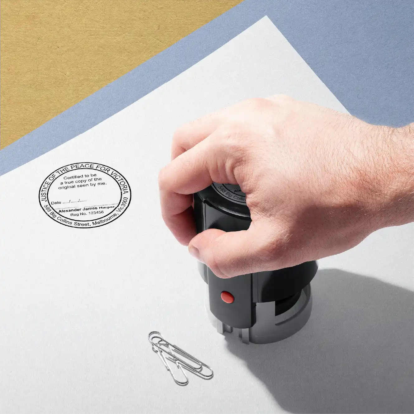 hand stamping customised self inking Victorian JP stamp