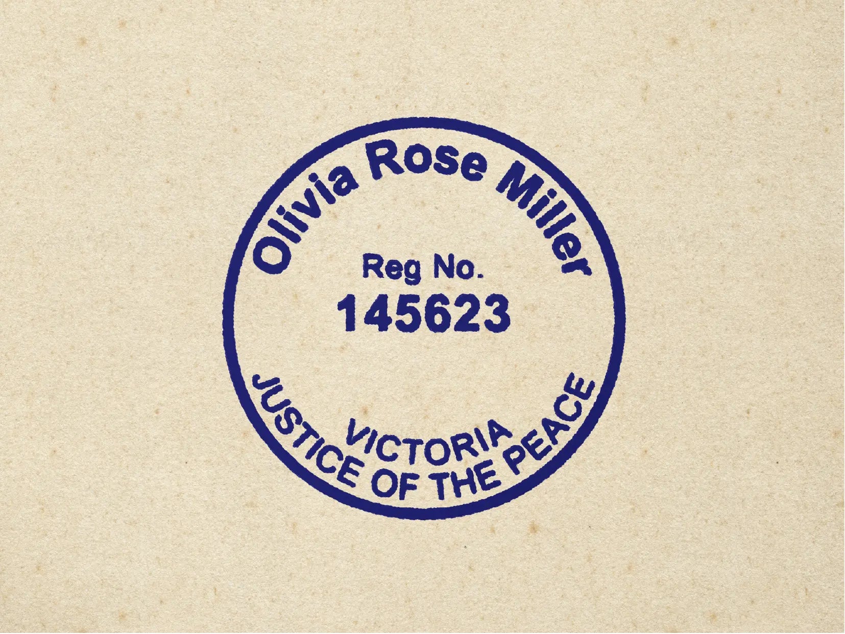 Blue JP stamps Melbourne Mock impression