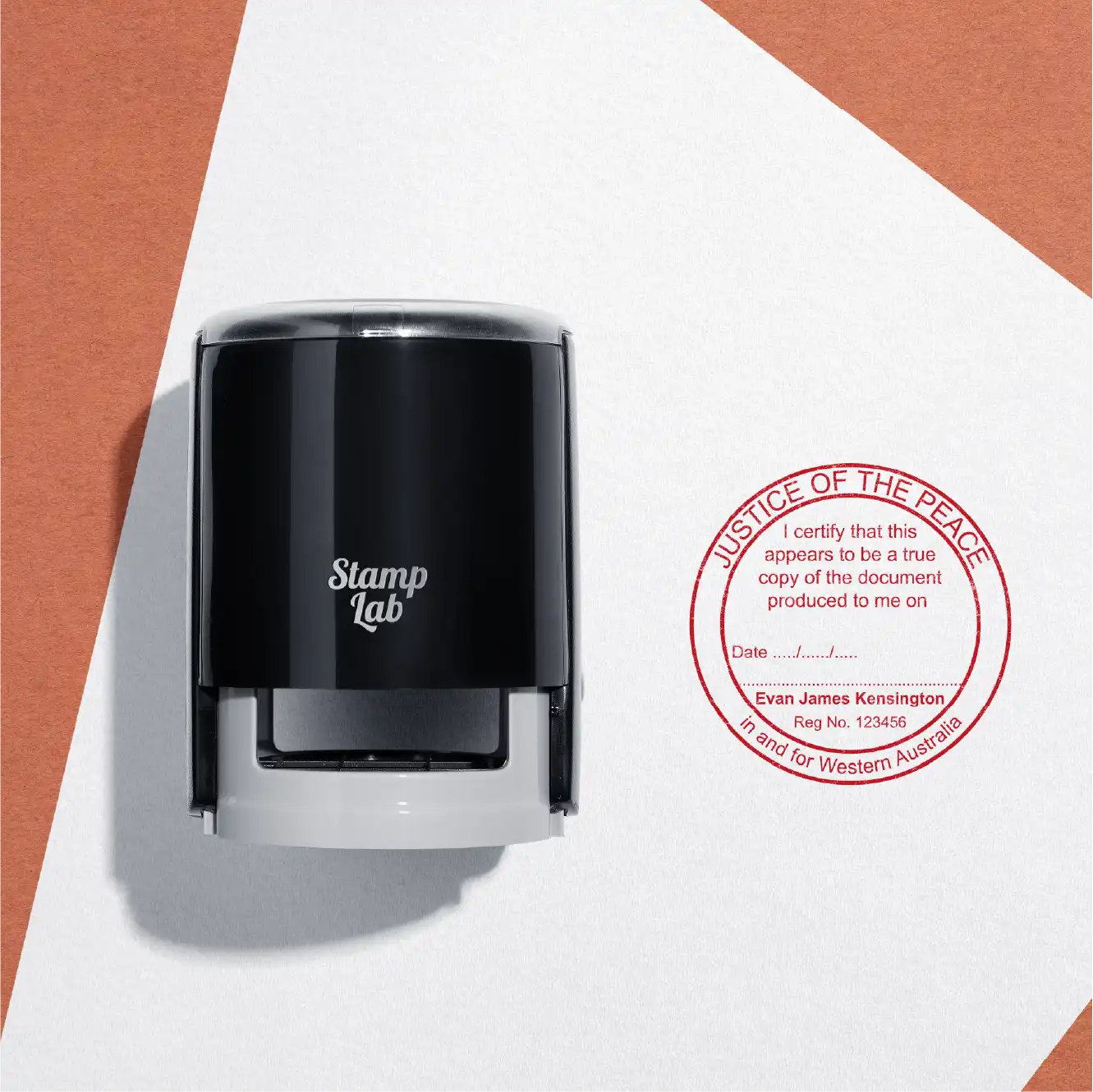 Western Australia JP Stamp True copy with Name registration details and Signature