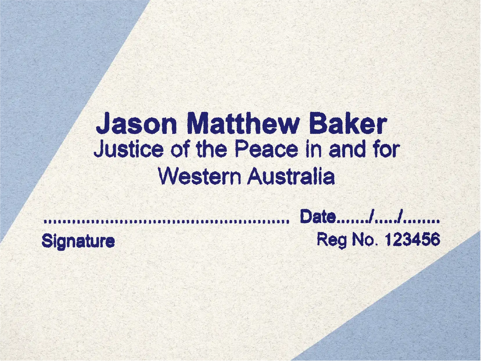 Blue WA Name stamp mock impression