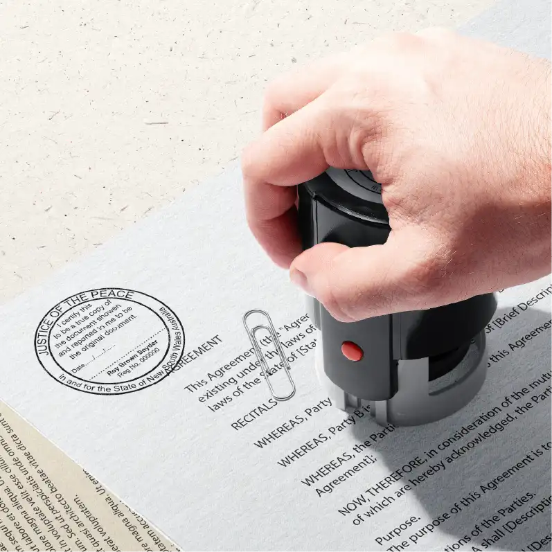 Picture of Hand Stamping Document Certification Stamp