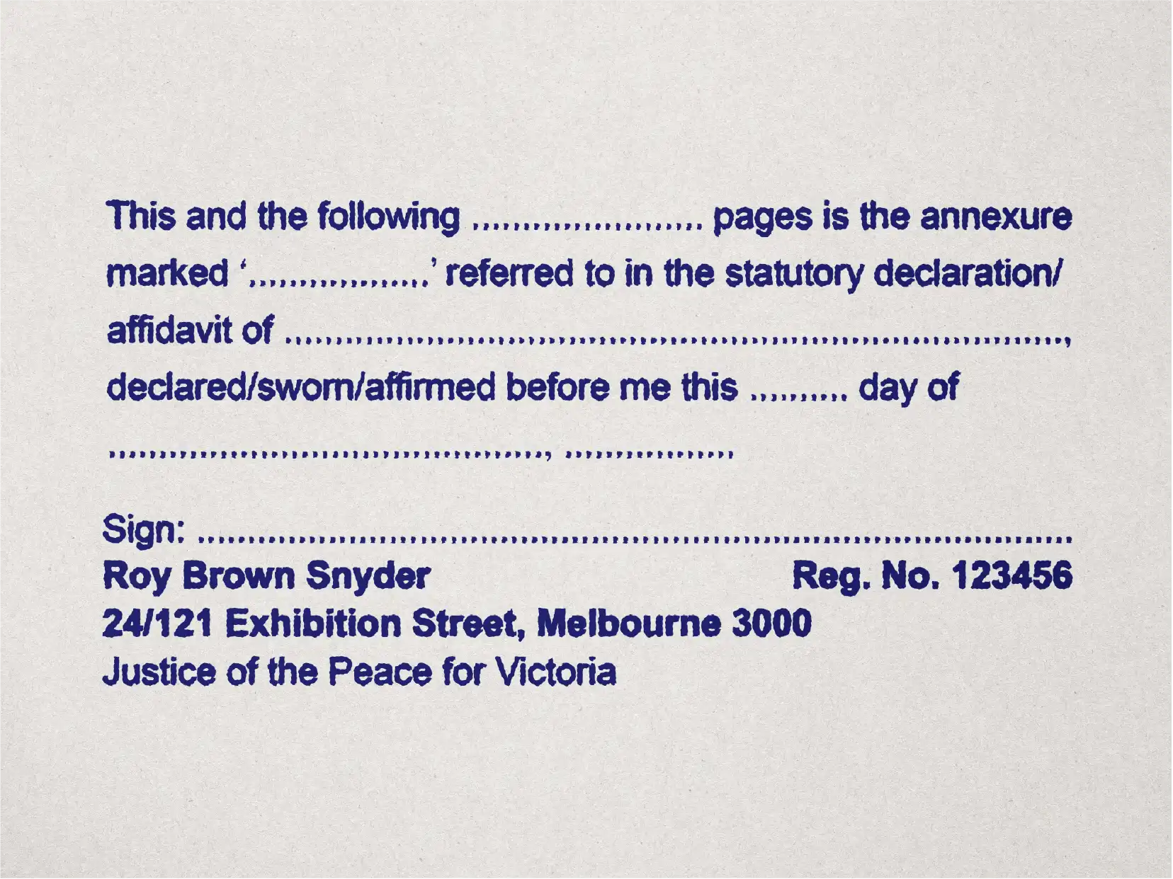 customised BIC JP Annexure stamp