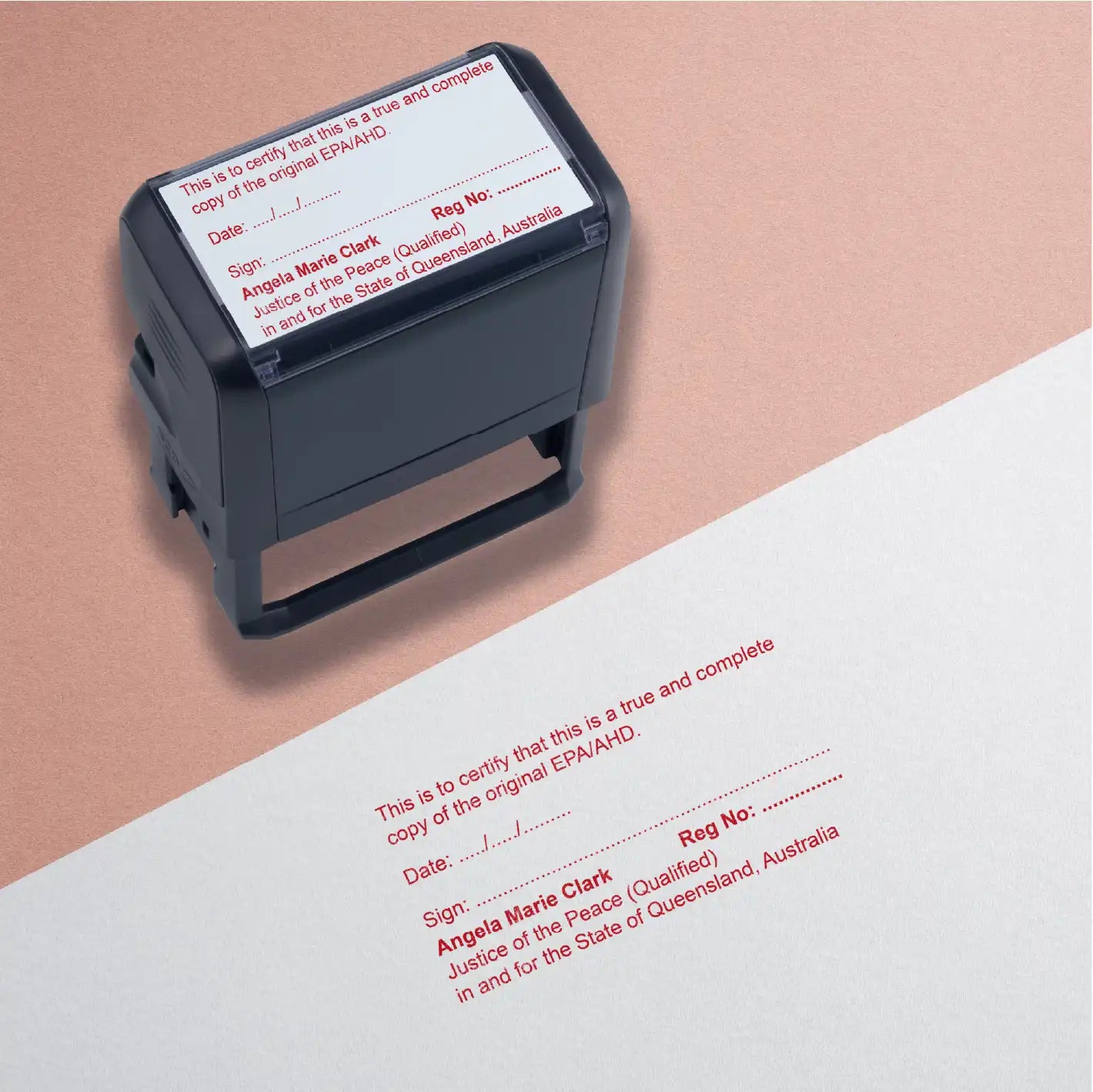 personalised Justices of the Peace stamps for AHD and EPA