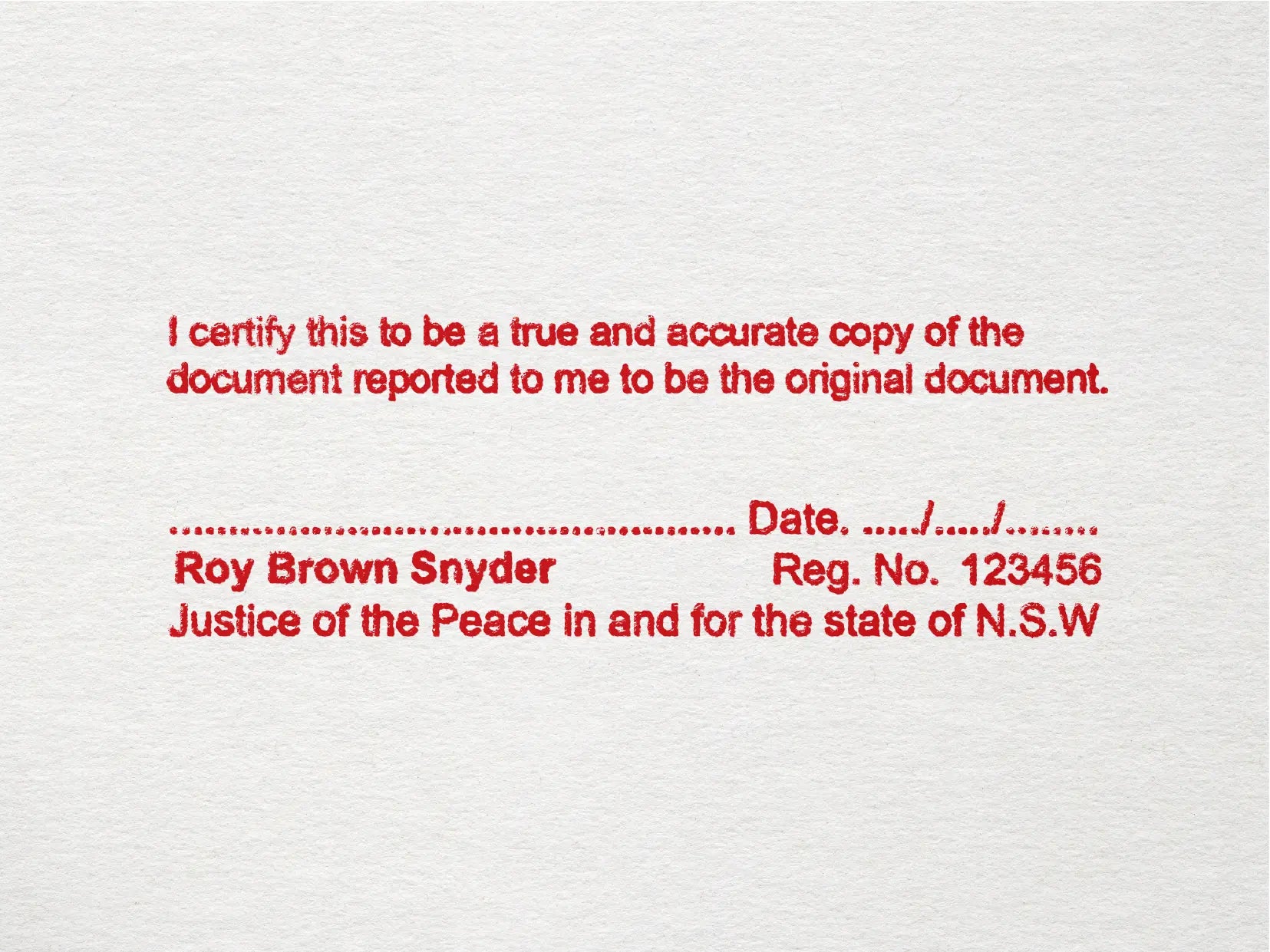 justice of the peace stamp impression Red ink