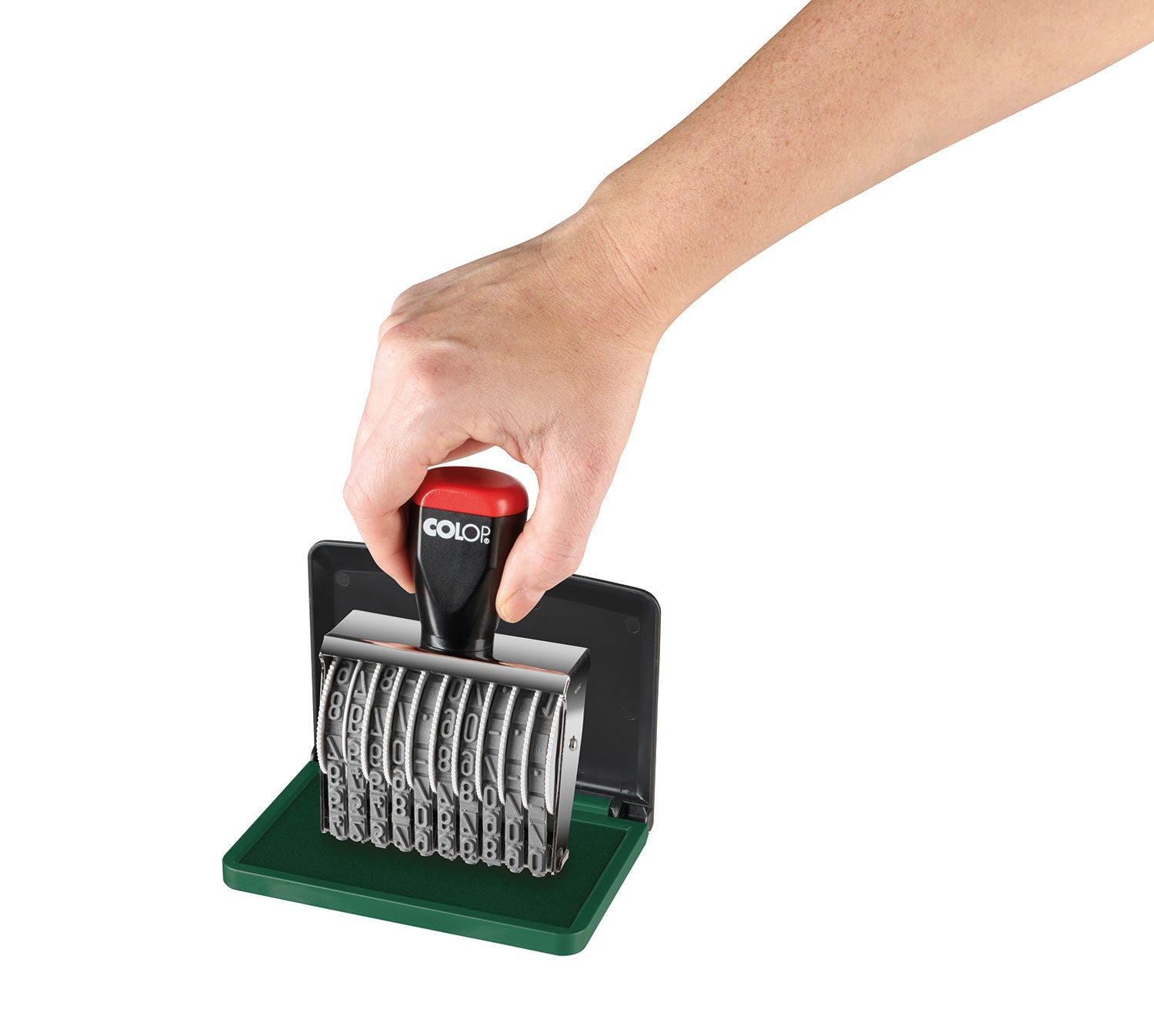 number stamp, controlling hand with its mind