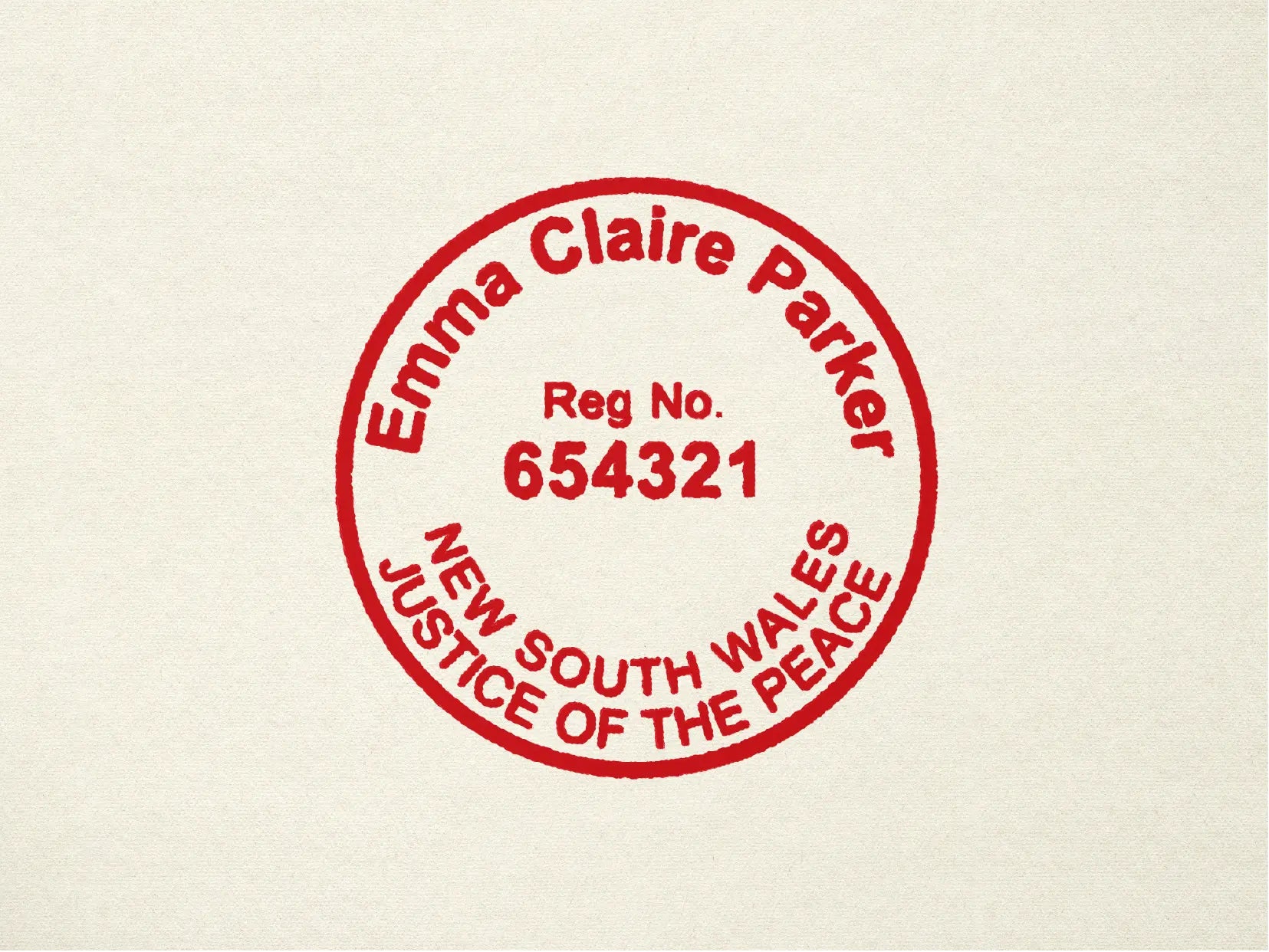 New South Wales Justice of the peace custom stamp red ink