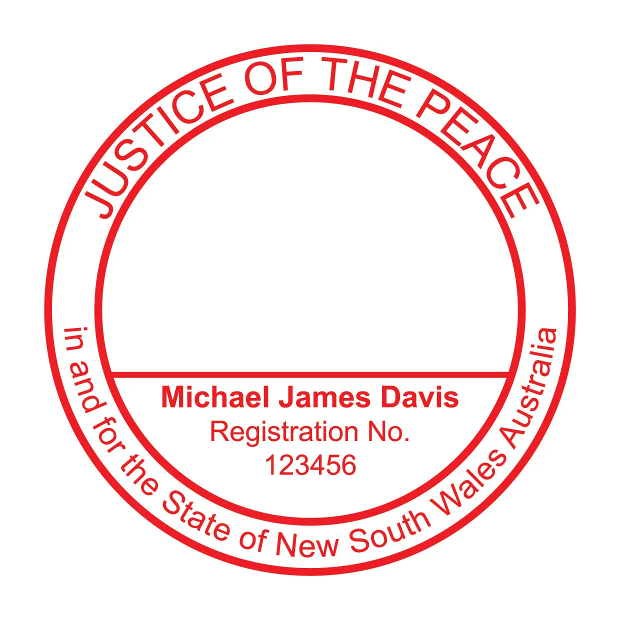 Custom NewSouth Wales Justice Of The Peace Stamp Round Impression Red ink