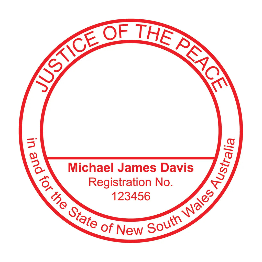 Custom NewSouth Wales Justice Of The Peace Stamp Round Impression Red ink