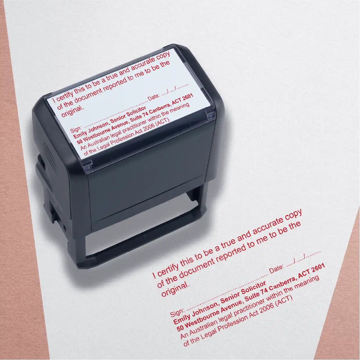 Order Custom Legal true copy stamps ACT Red ink