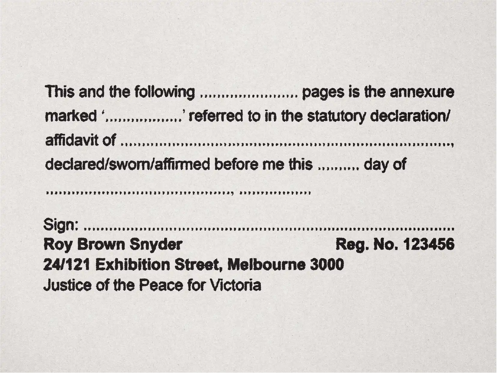 black mock impression Annexure stamp Victoria order online