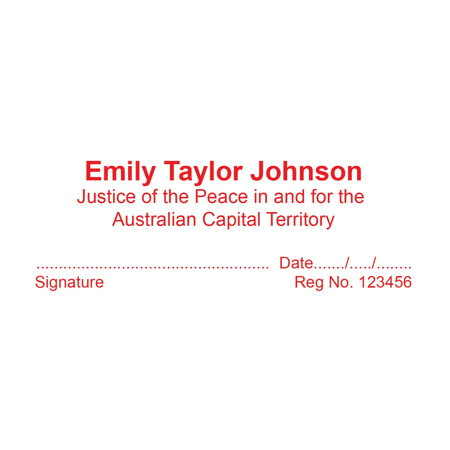 Red Australian Capital Territory JP stamp customised design