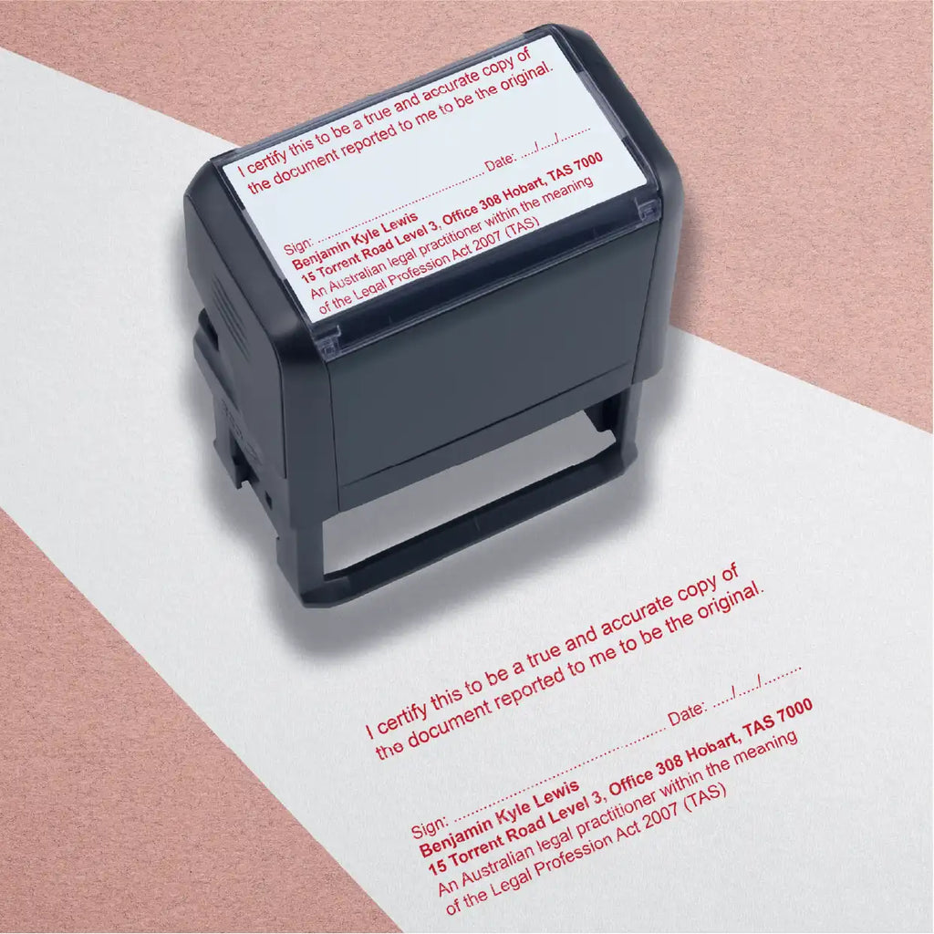 Personalised Self inking true copy stamps of TAS lawyers