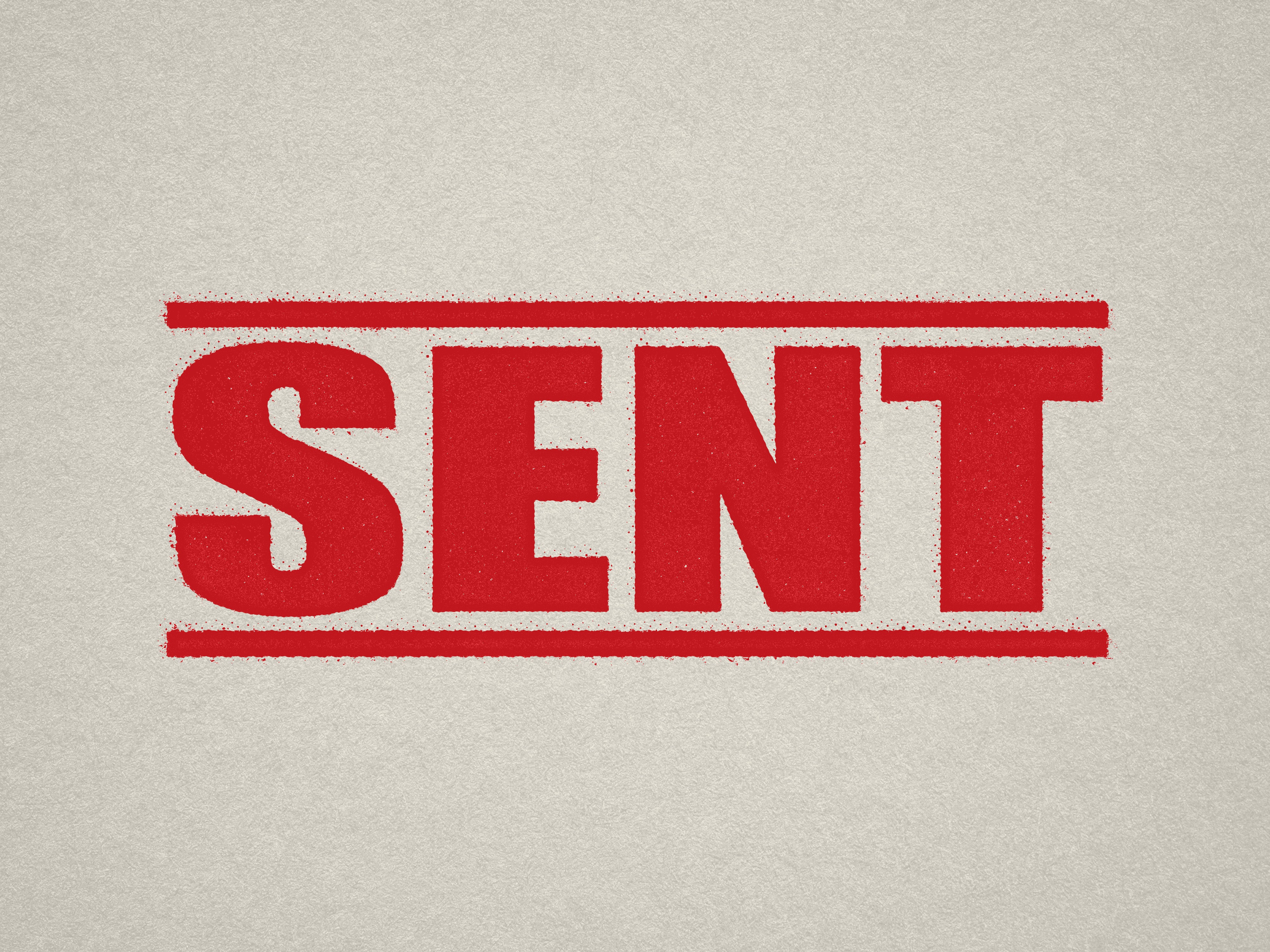 mock up design of 'Sent' rubber stamp red ink in paper background stampers hand stamp office business inventory documents self inking prefill refillable stamps stamping