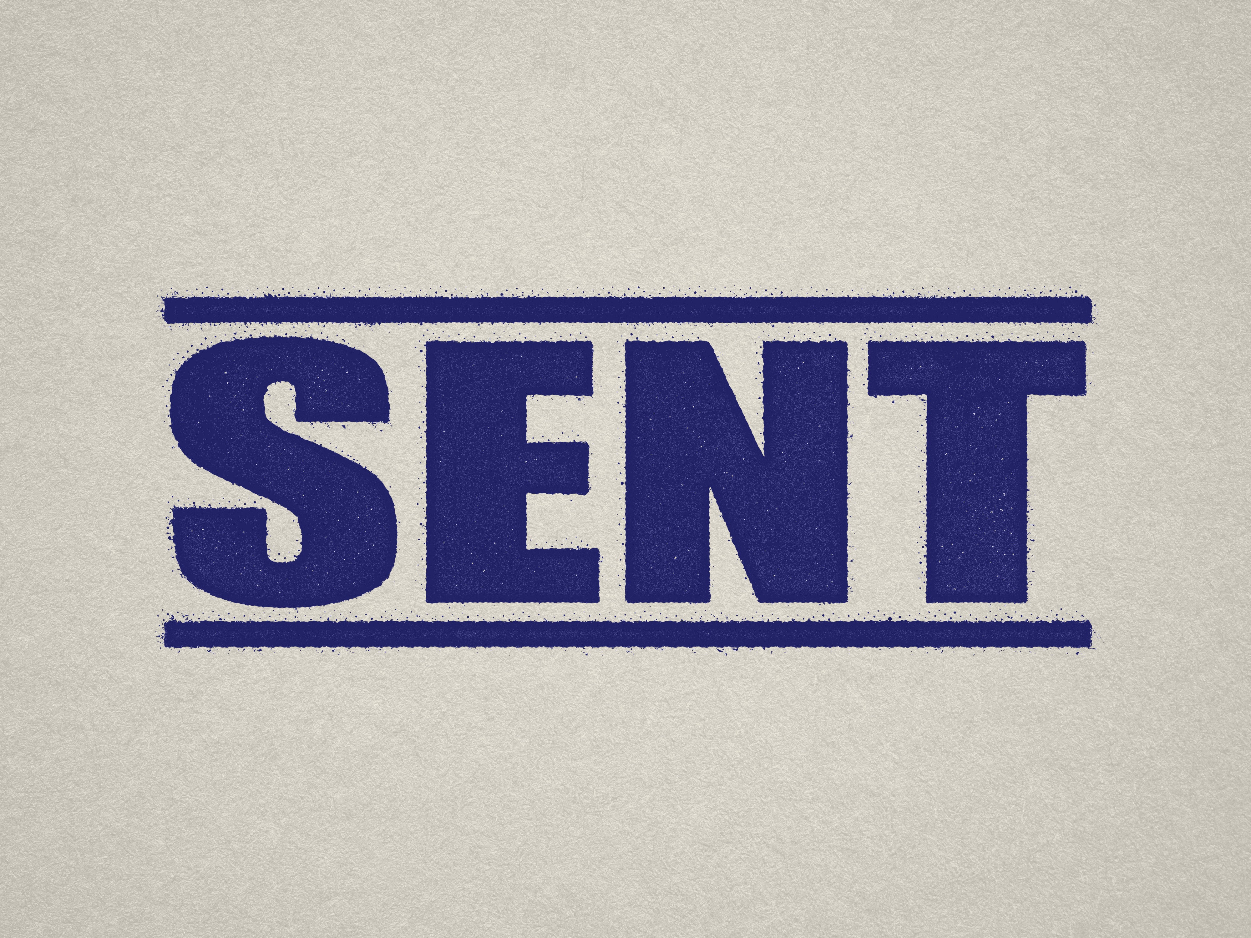 mock up design of 'Sent' rubber stamp blue ink in paper background stampers hand stamp office business inventory documents self inking prefill refillable stamps stamping