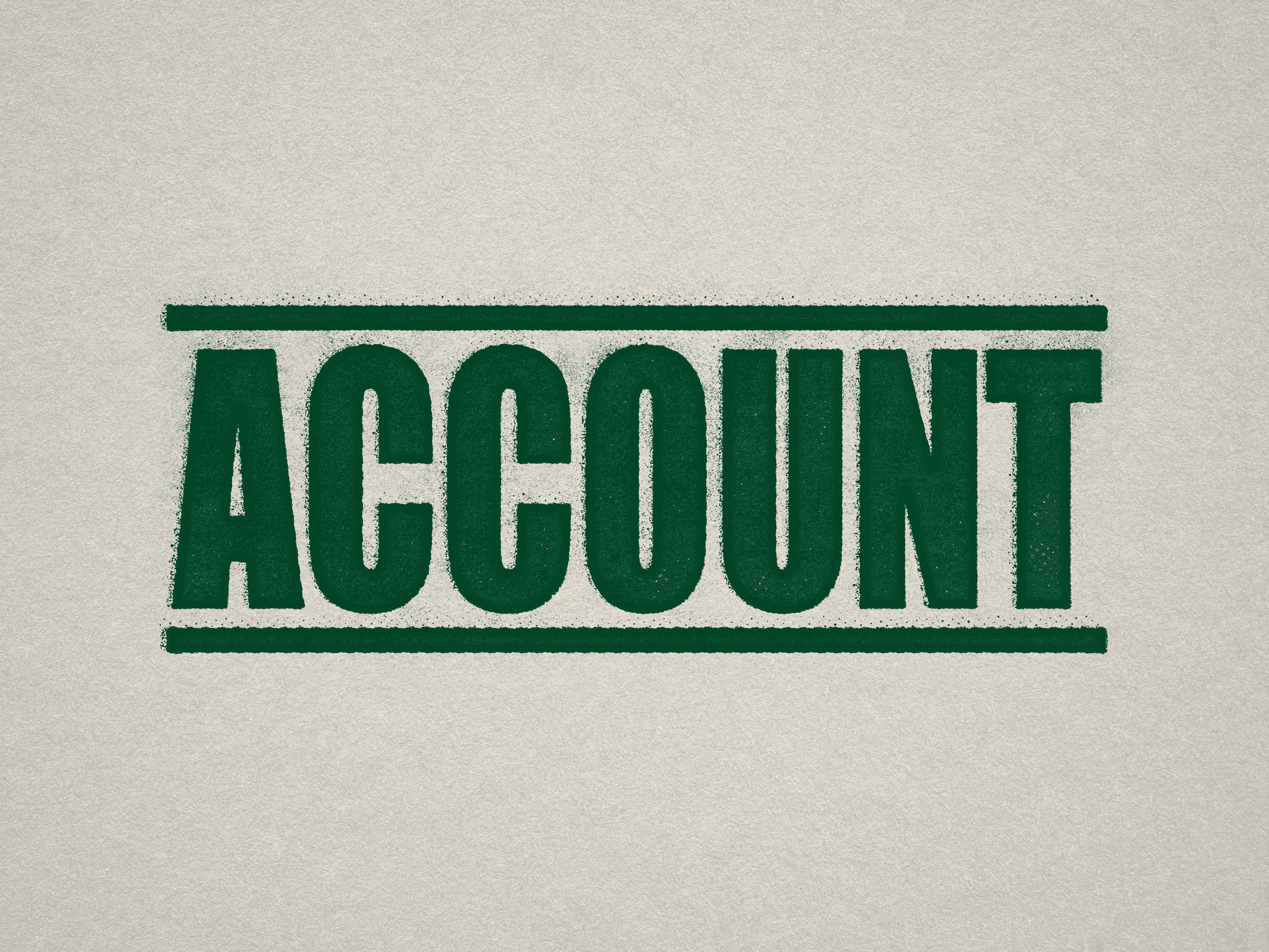 mock up design of 'Account' rubber stamp green ink in paper background stampers hand stamp office business inventory documents self inking prefill refillable stamps stamping