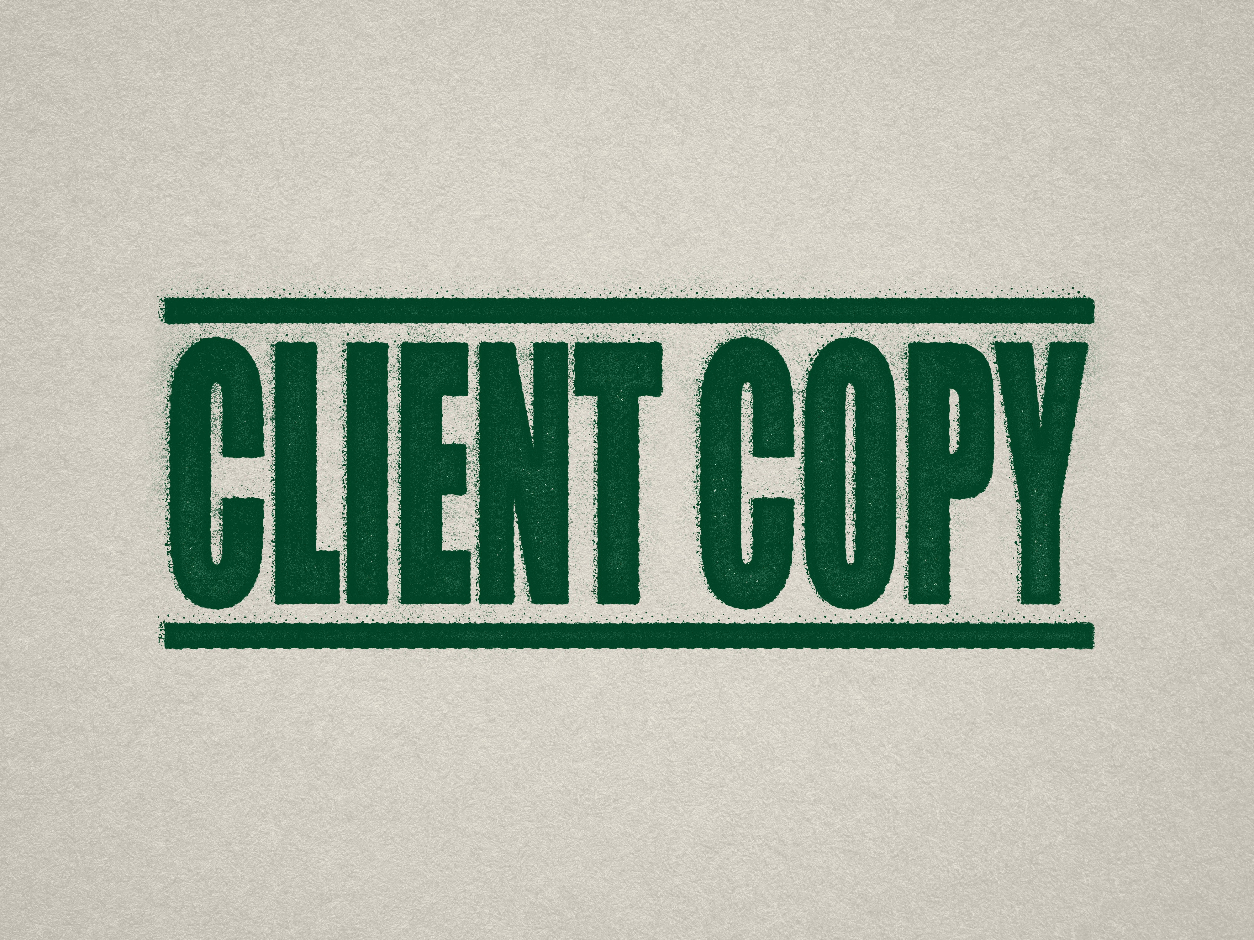 Mock up design or lifestyle image of 'CLIENT COPY' rubber stamp green ink in paper background stampers hand stamp office business inventory documents self inking prefill refillable stamps stamping