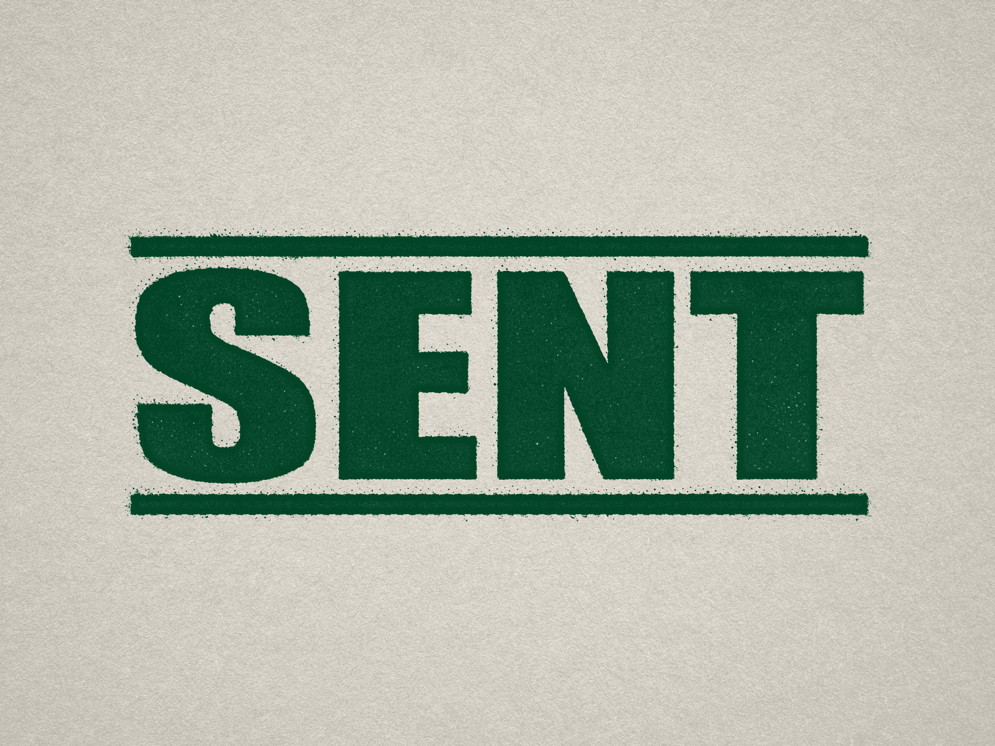 mock up design of 'Sent' rubber stamp green ink in paper background stampers hand stamp office business inventory documents self inking prefill refillable stamps stamping